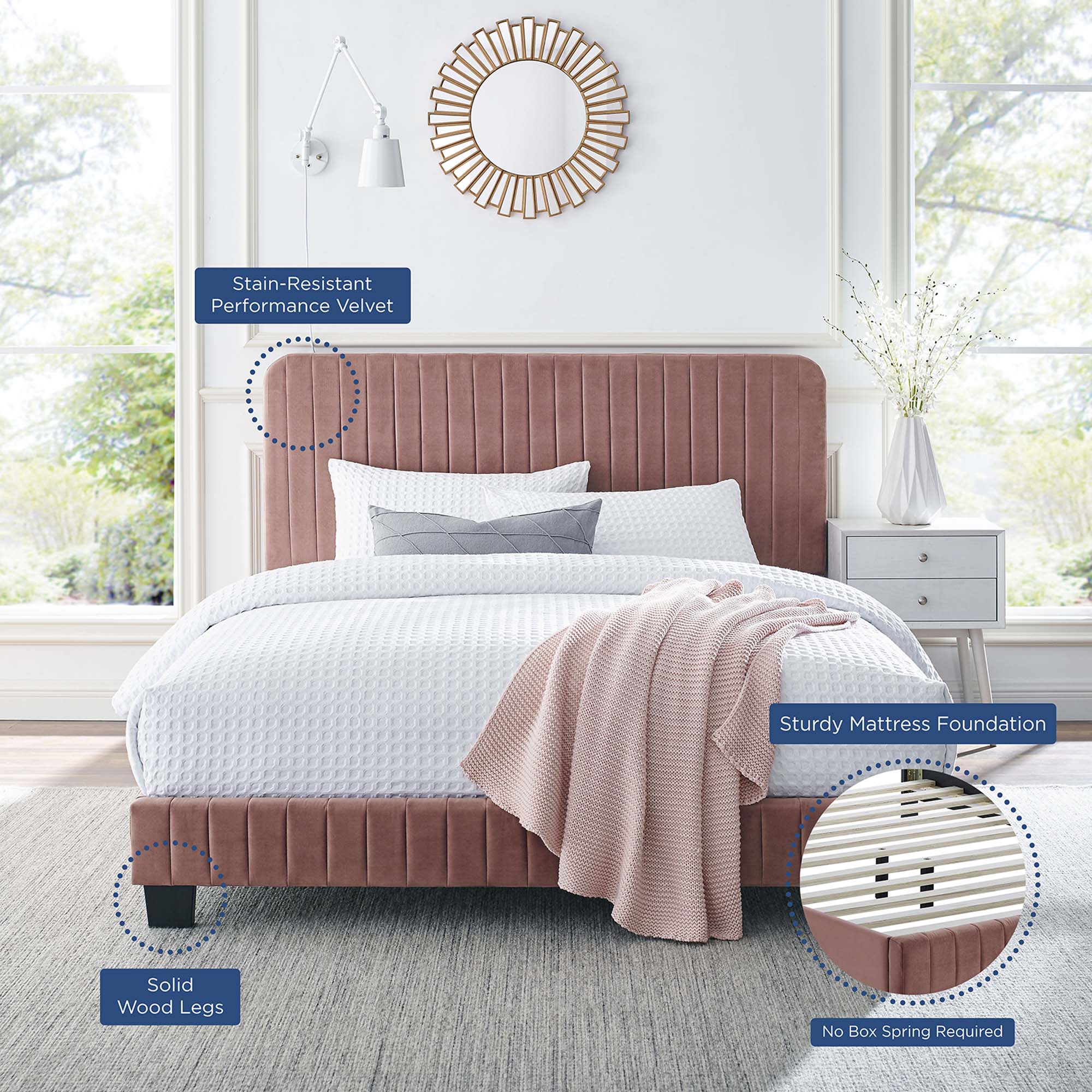 Celine Channel Tufted Performance Velvet Full Platform Bed by Modway - Best Buy Furniture