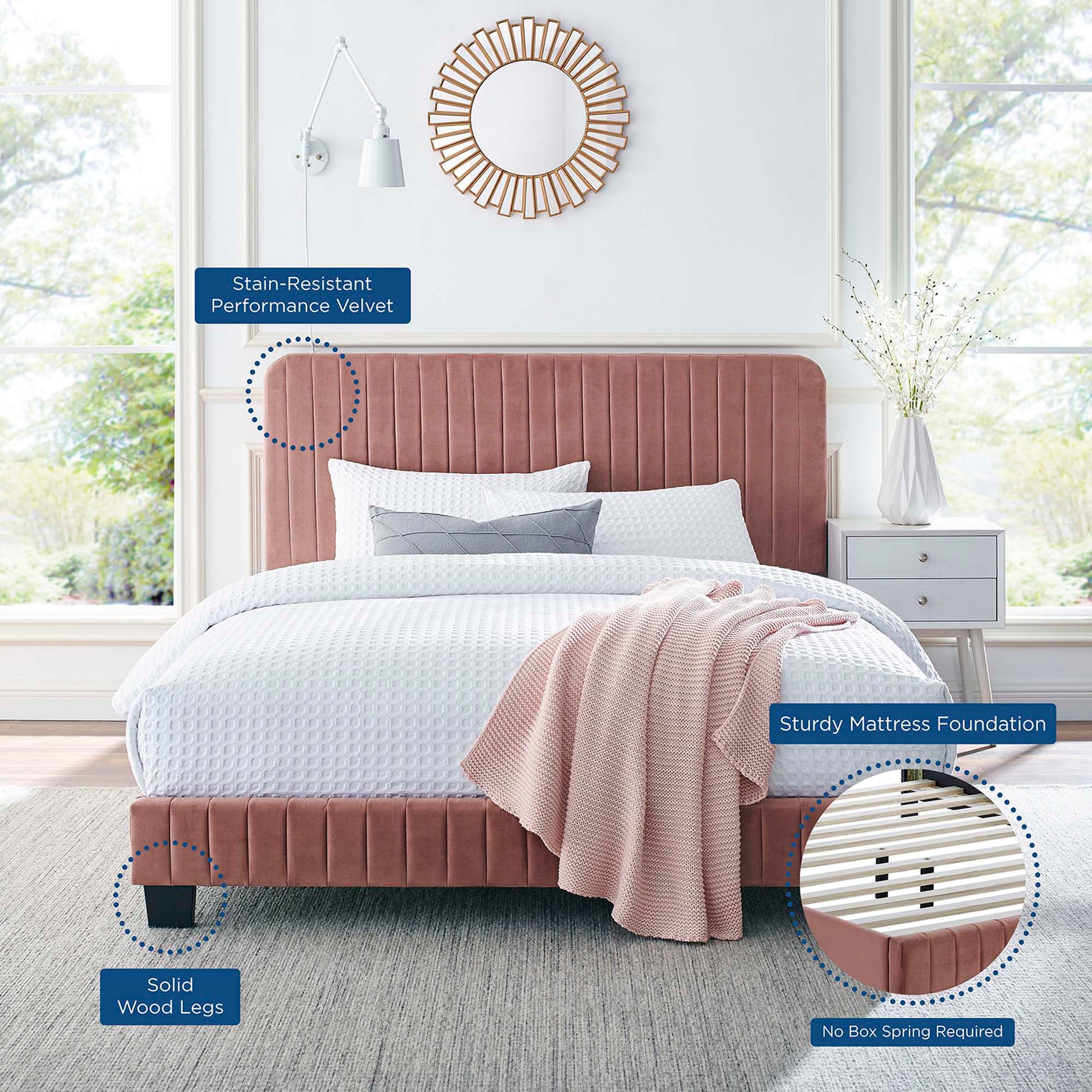 Celine Channel Tufted Performance Velvet Twin Platform Bed by Modway - Best Buy Furniture