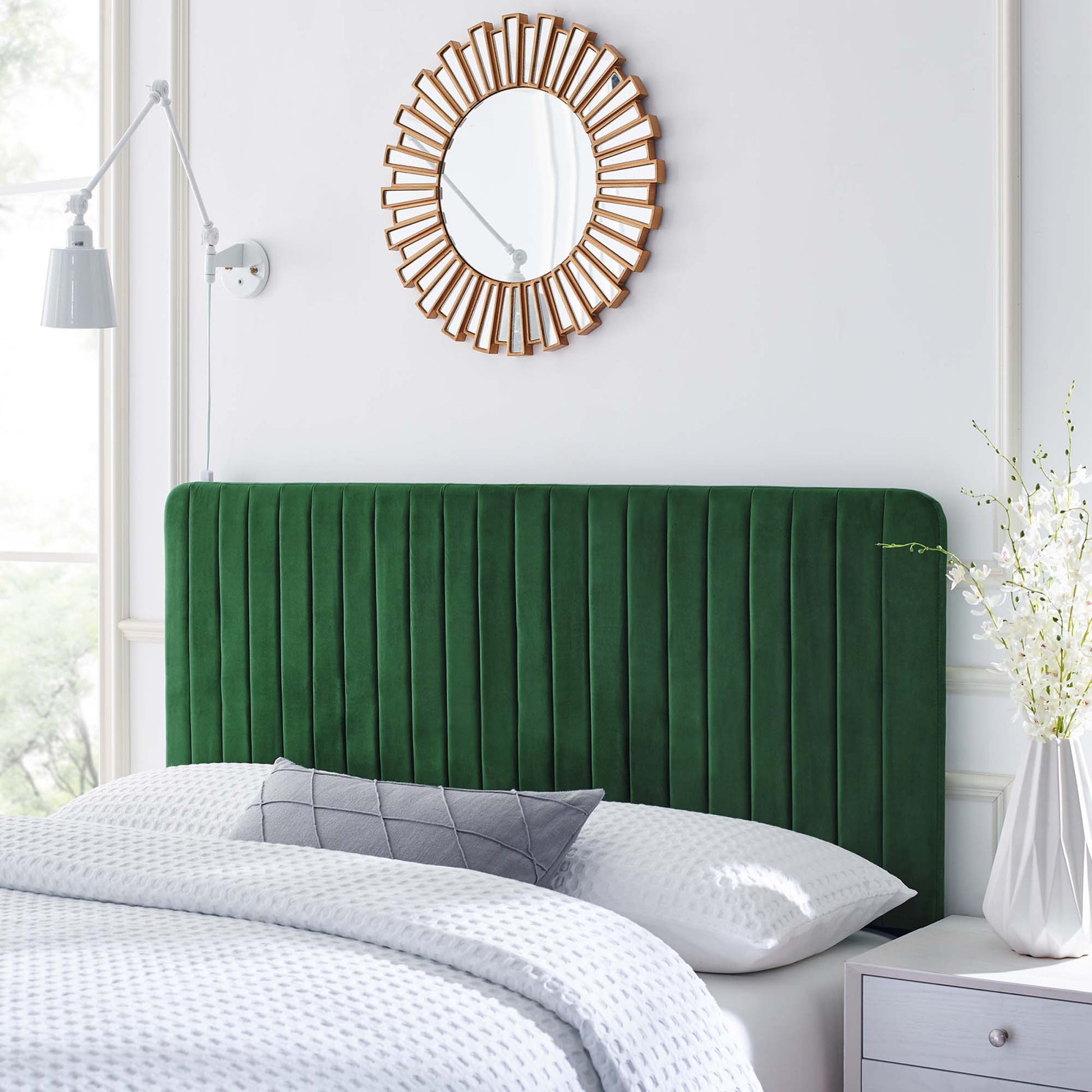 Milenna Channel Tufted Performance Velvet Full/Queen Headboard by Modway - Best Buy Furniture