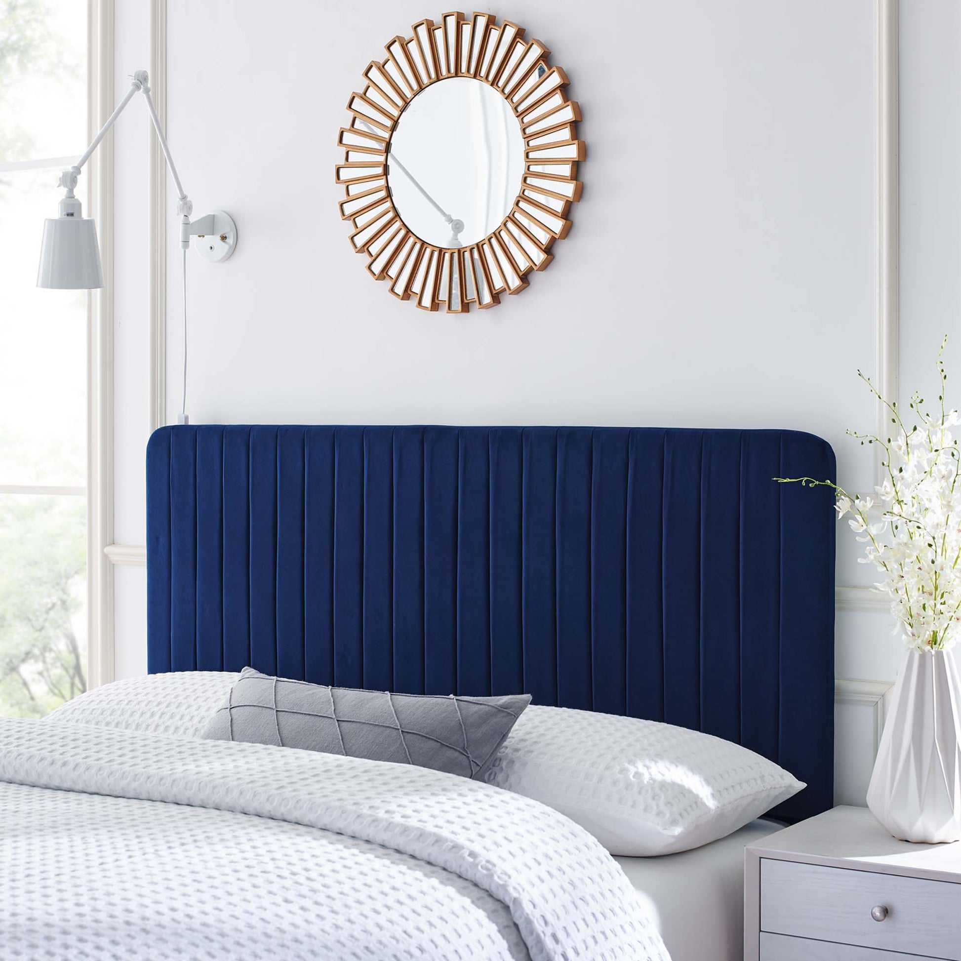 Milenna Channel Tufted Performance Velvet King/California King Headboard by Modway - Best Buy Furniture