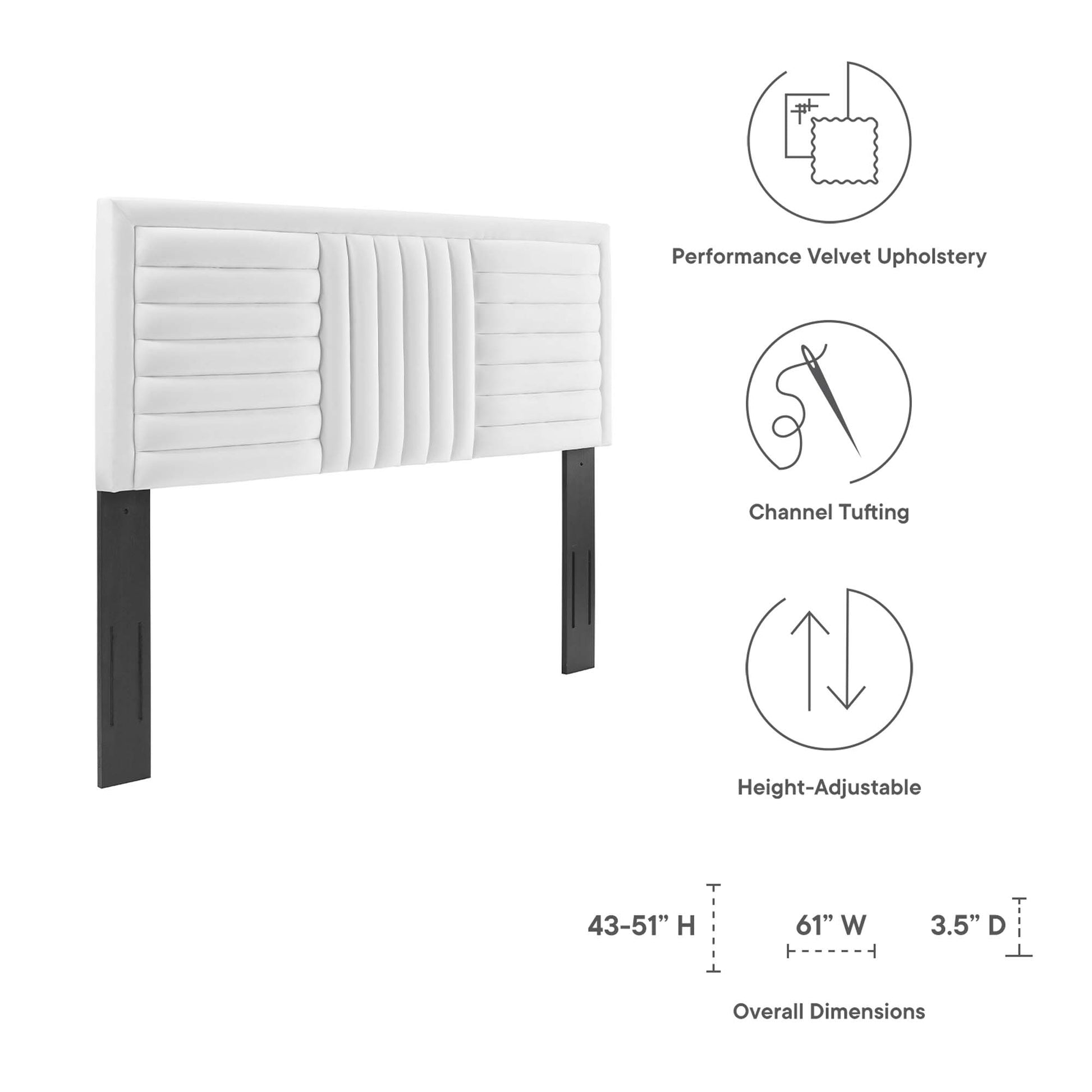 Believe Channel Tufted Performance Velvet Full/Queen Headboard by Modway - Best Buy Furniture