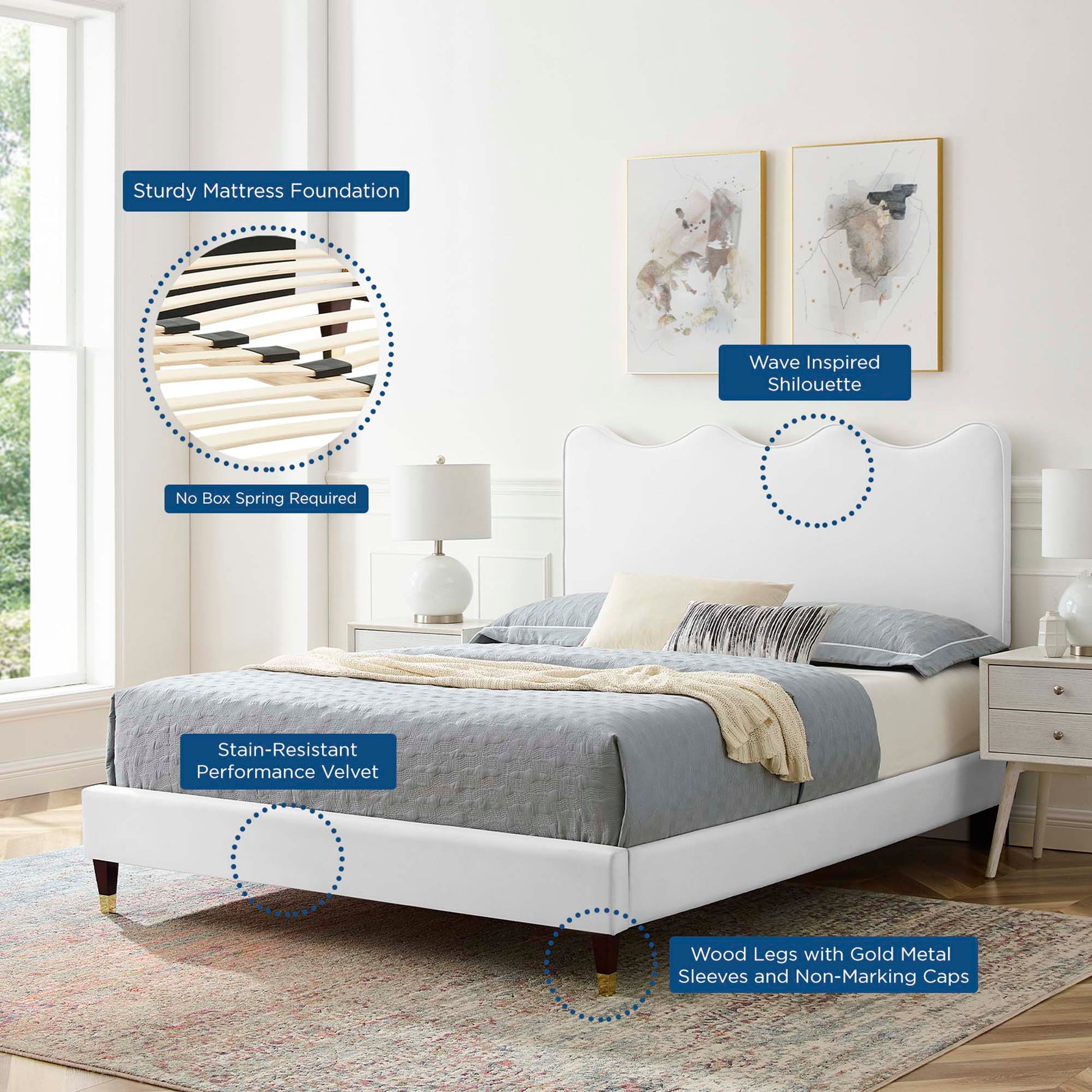 Current Performance Velvet Queen Platform Bed by Modway - Best Buy Furniture