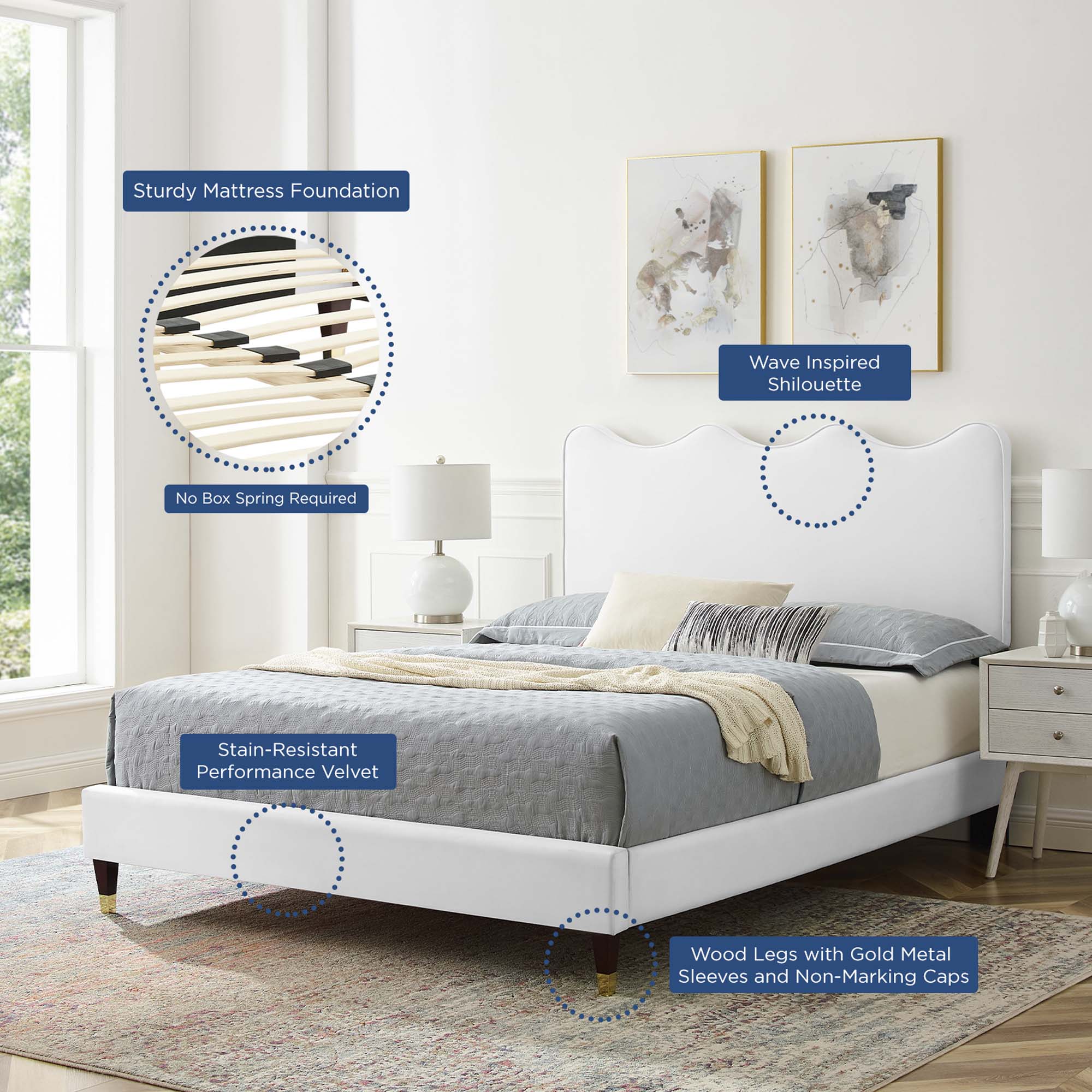 Current Performance Velvet Queen Platform Bed by Modway - Best Buy Furniture