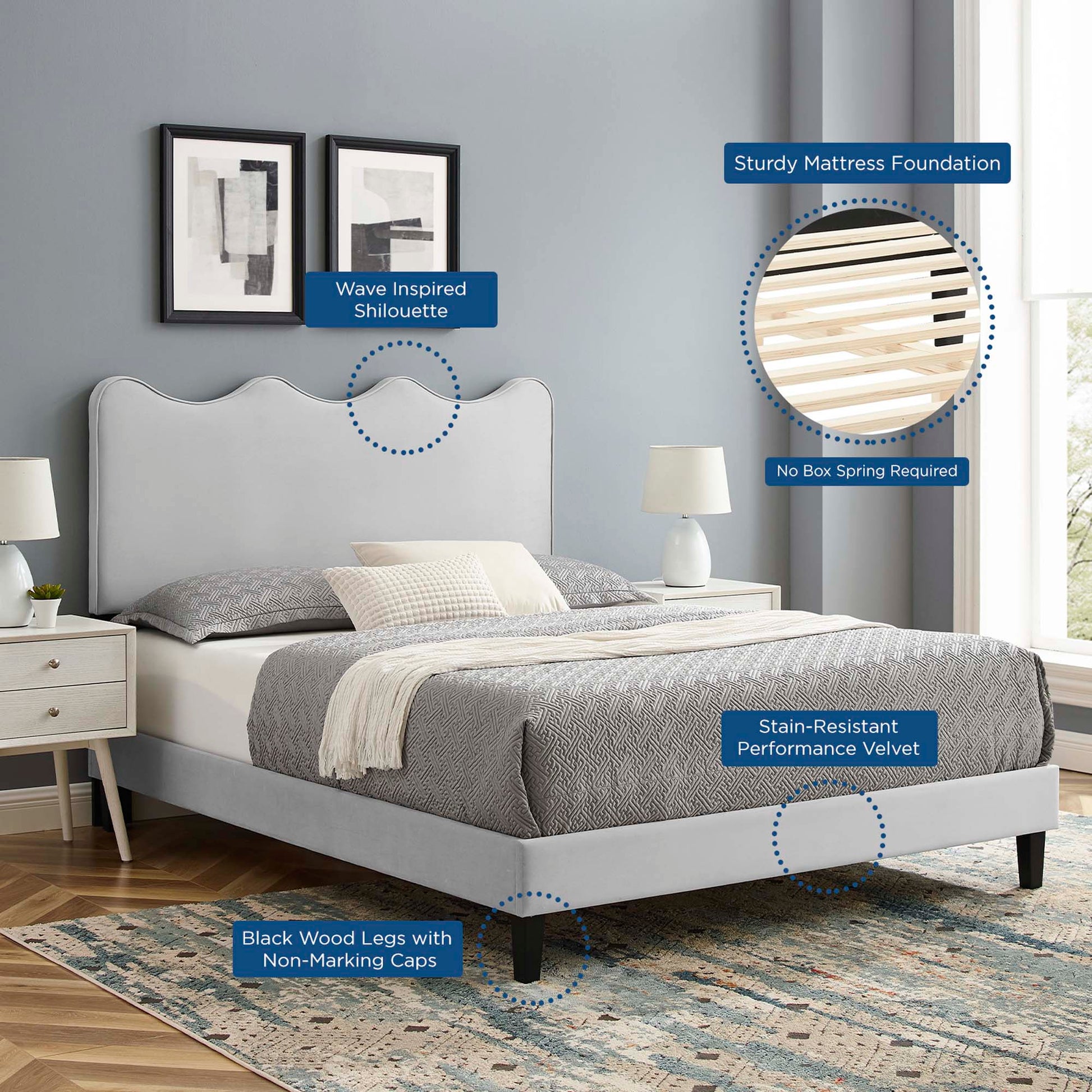 Current Performance Velvet King Platform Bed by Modway - Best Buy Furniture