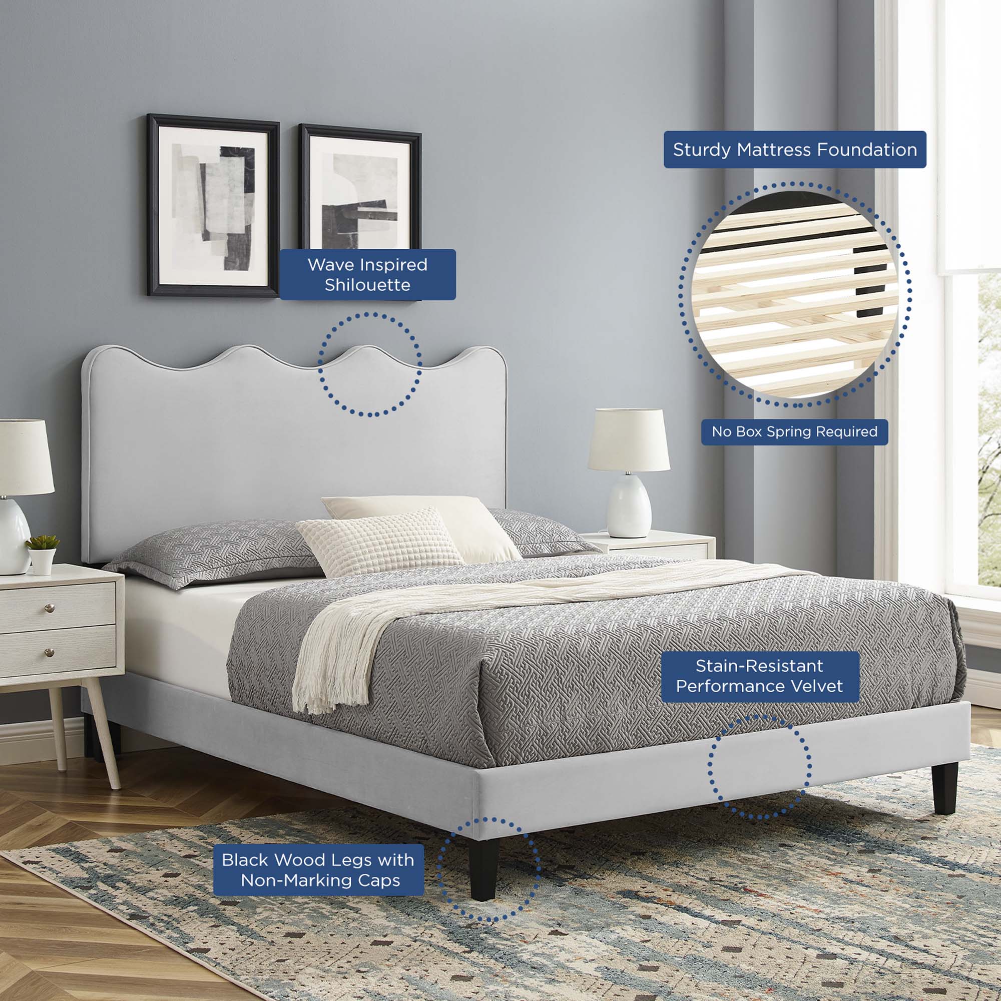 Current Performance Velvet King Platform Bed by Modway - Best Buy Furniture