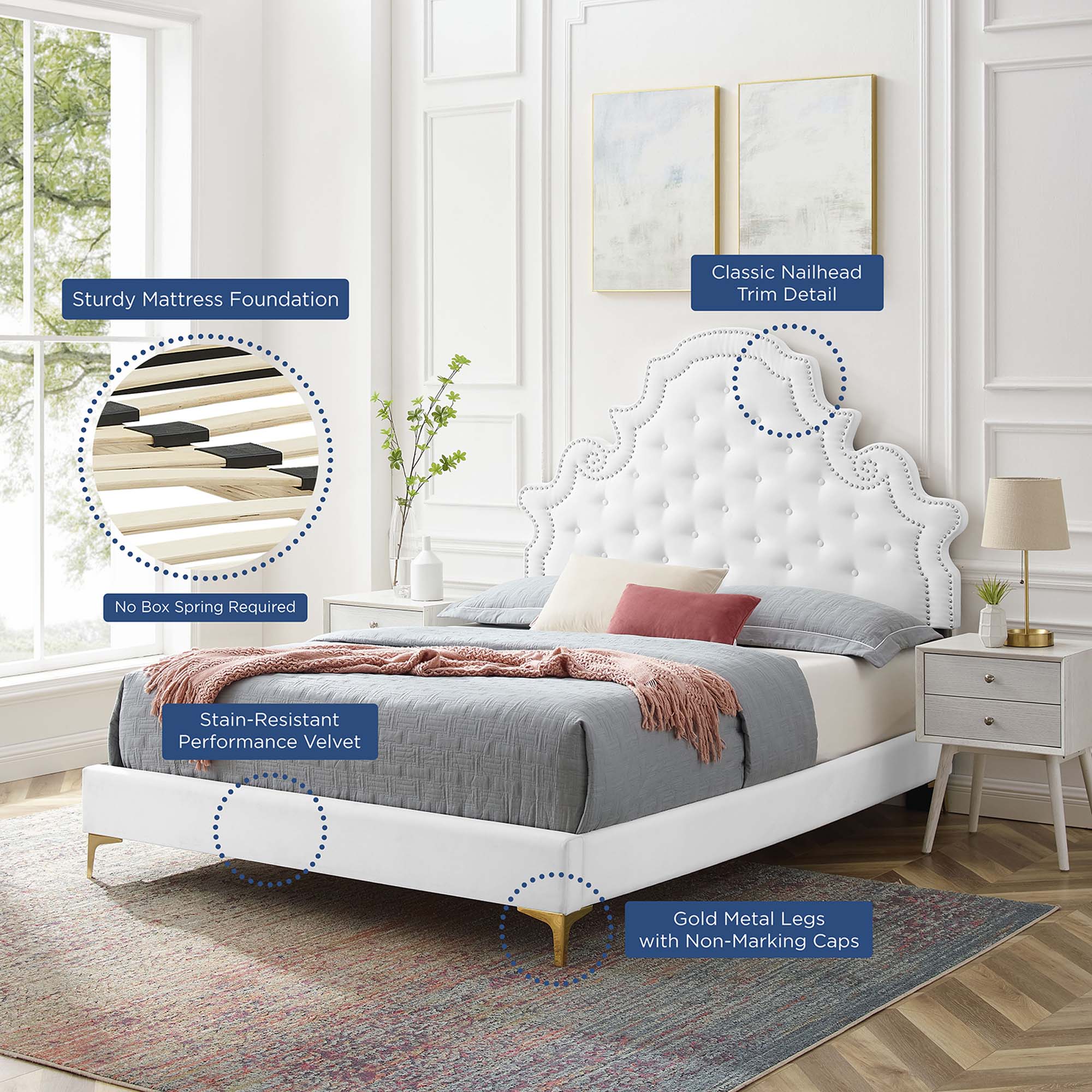 Gwyneth Tufted Performance Velvet Queen Platform Bed by Modway - Best Buy Furniture