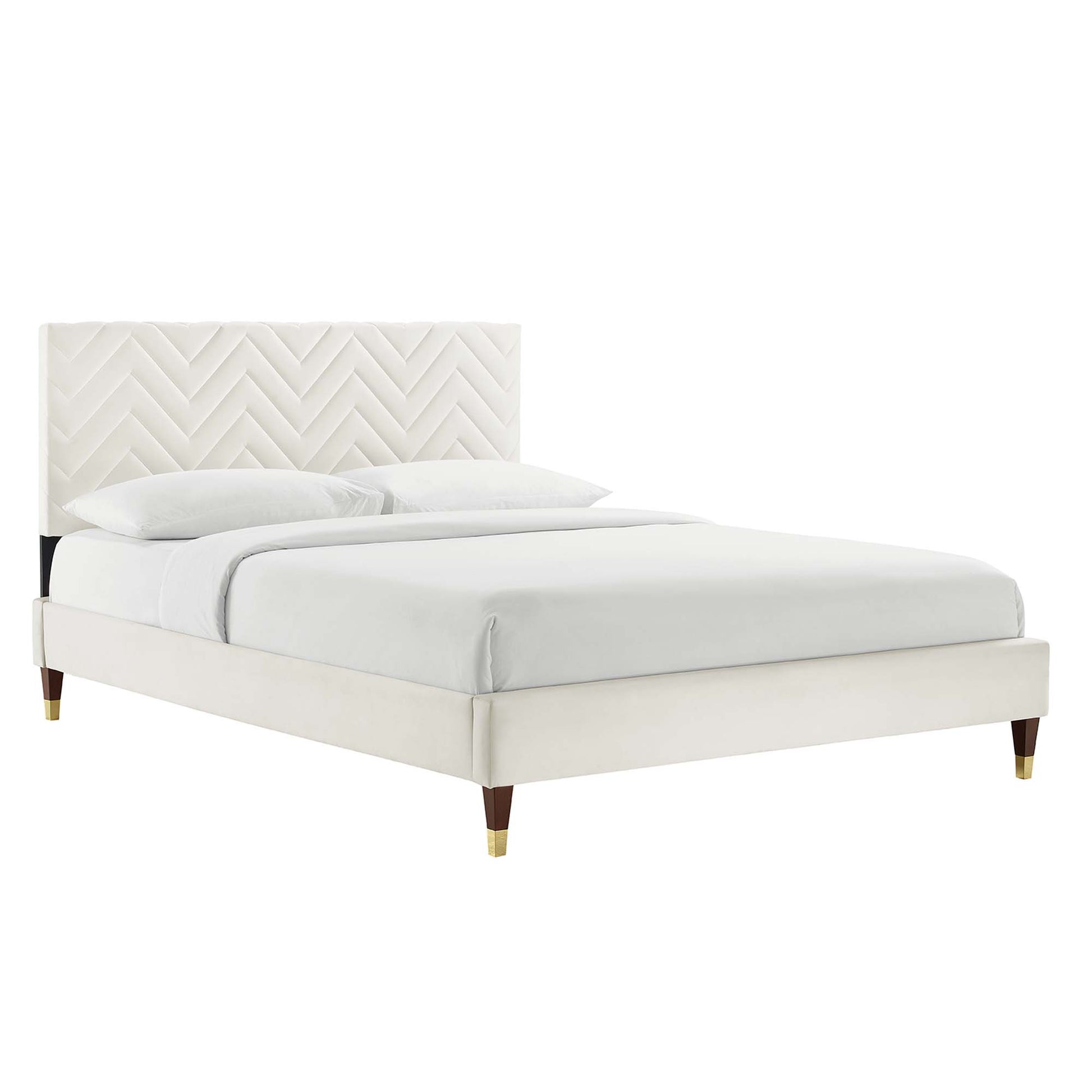 Leah Chevron Tufted Performance Velvet Queen Platform Bed by Modway - Best Buy Furniture