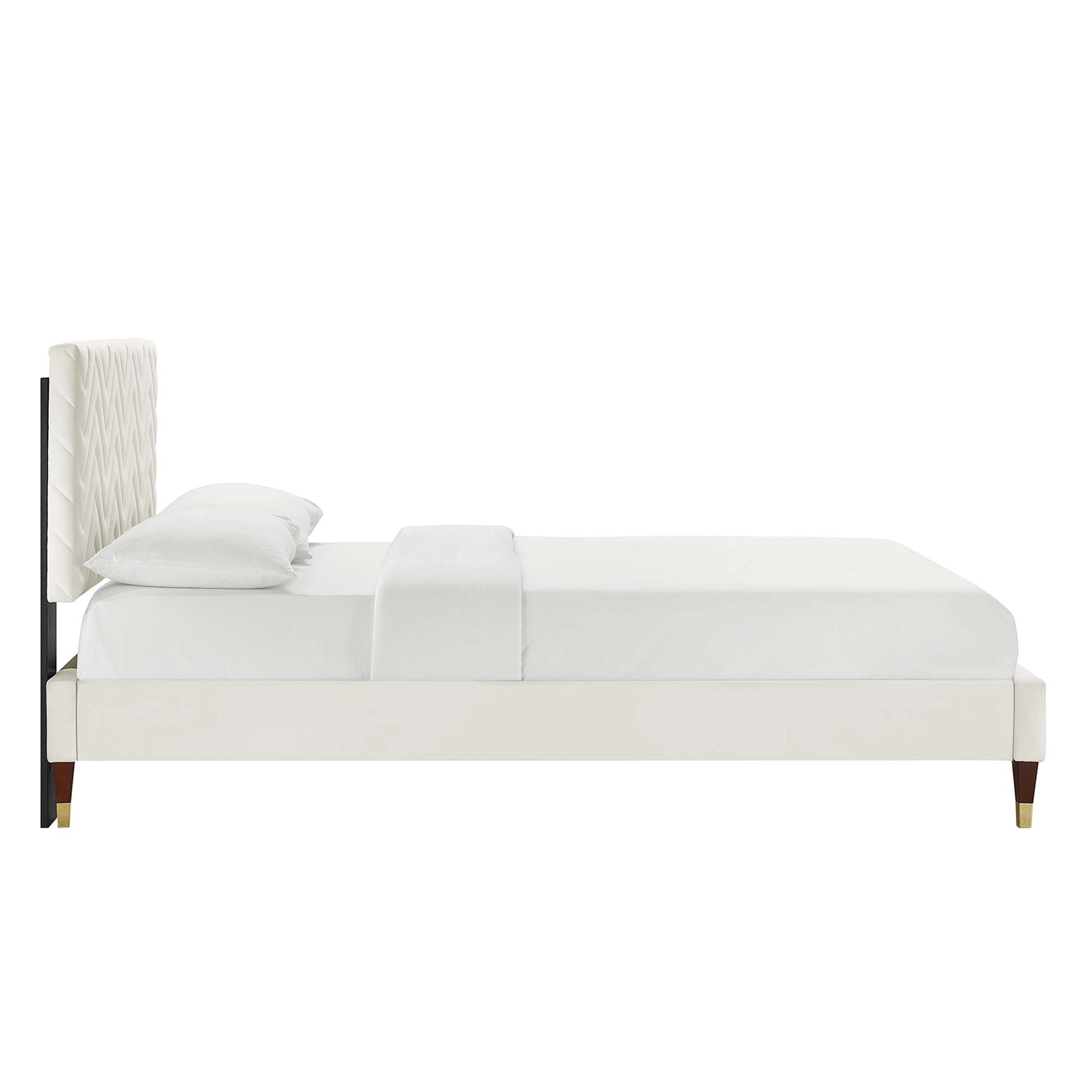 Leah Chevron Tufted Performance Velvet Queen Platform Bed by Modway - Best Buy Furniture