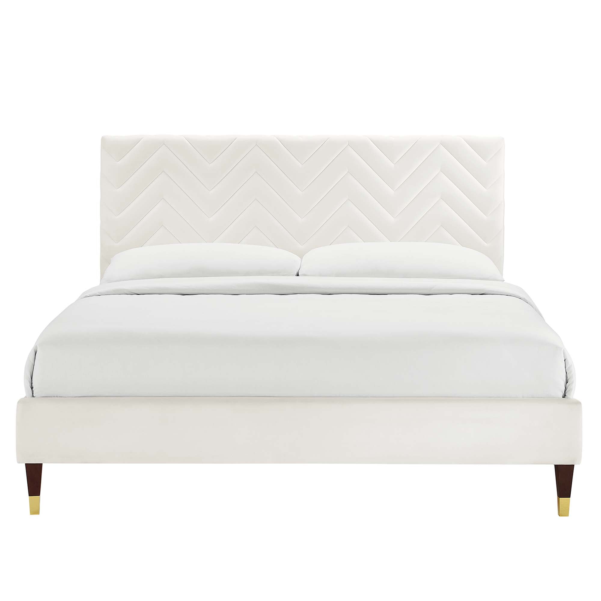 Leah Chevron Tufted Performance Velvet Queen Platform Bed by Modway - Best Buy Furniture
