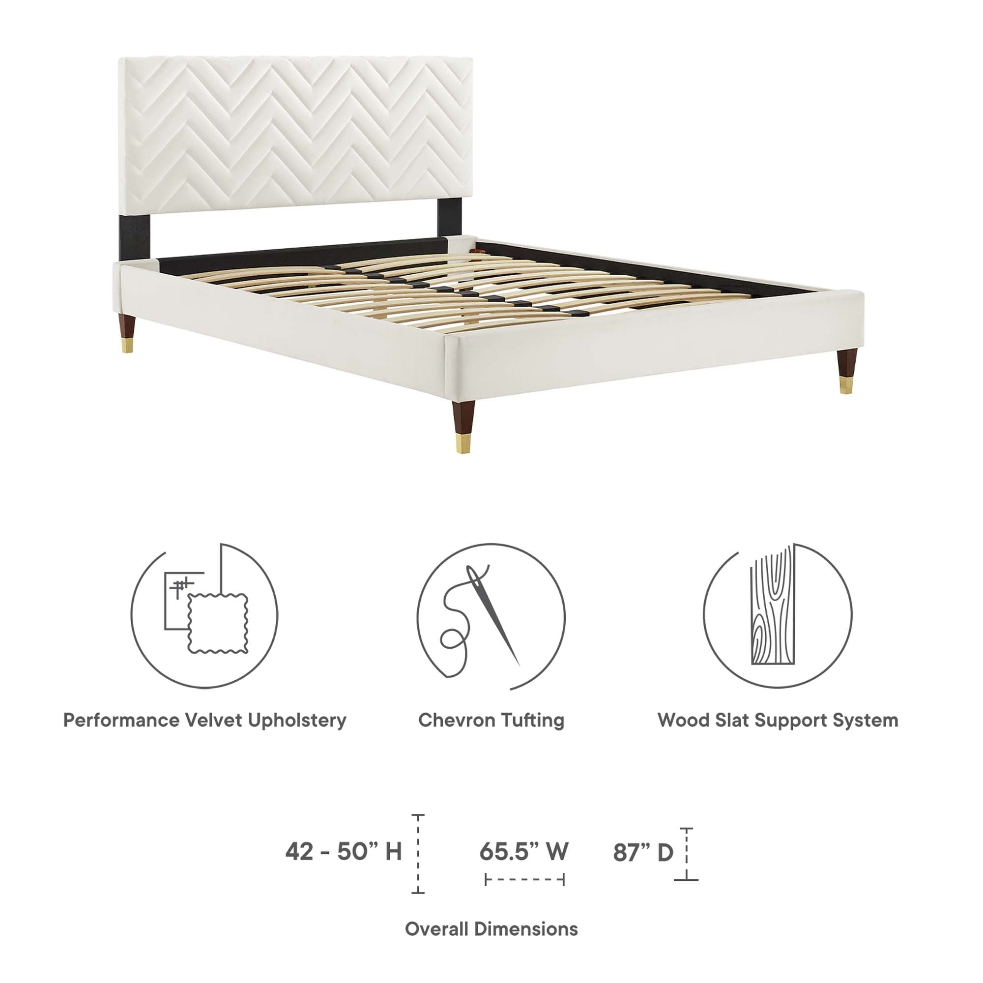 Leah Chevron Tufted Performance Velvet Queen Platform Bed by Modway - Best Buy Furniture