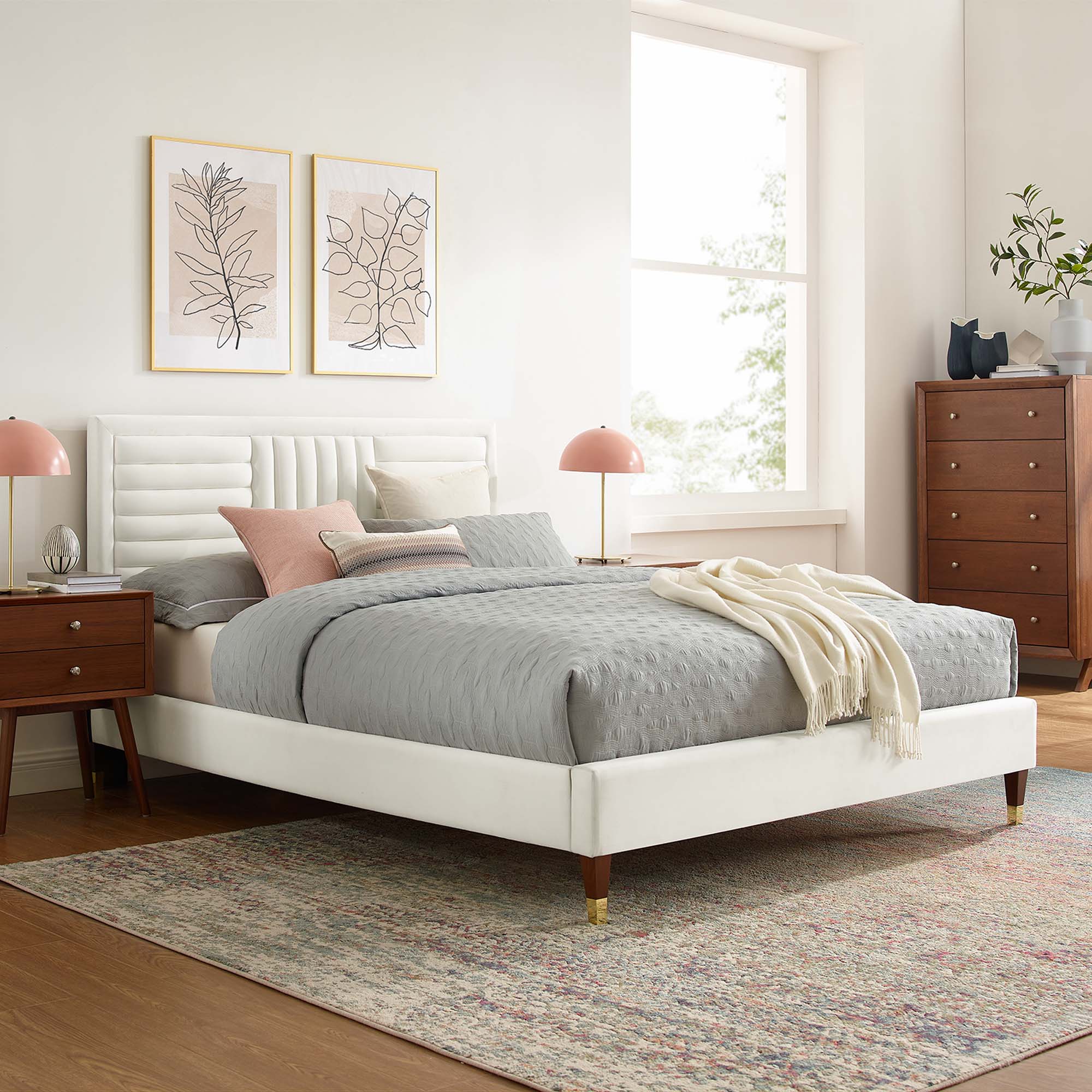Sofia Channel Tufted Performance Velvet Queen Platform Bed by Modway - Best Buy Furniture