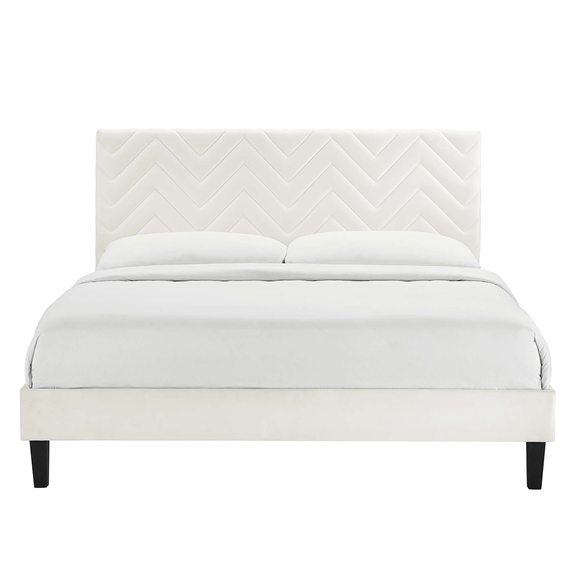 Leah Chevron Tufted Performance Velvet Queen Platform Bed by Modway - Best Buy Furniture