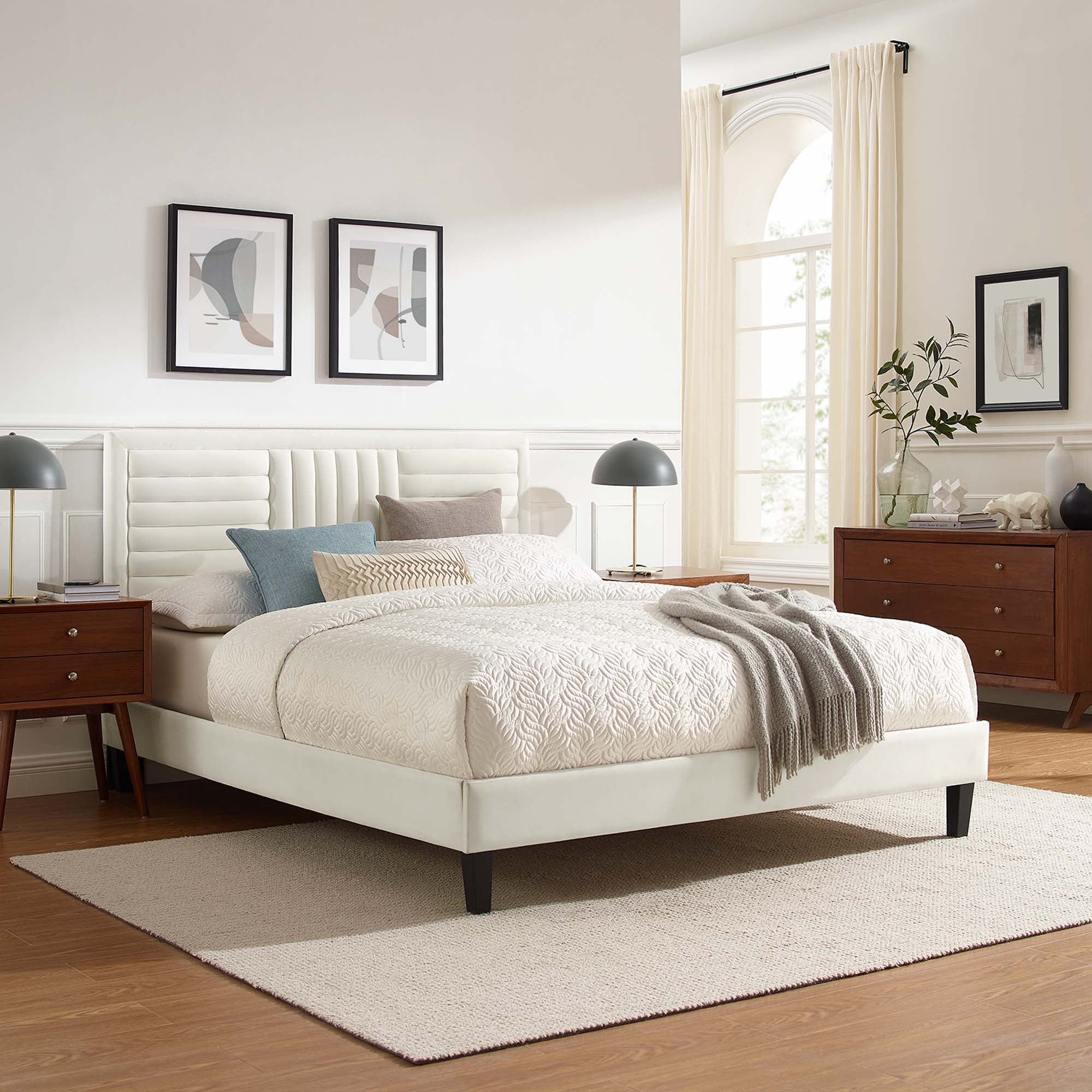 Sofia Channel Tufted Performance Velvet Queen Platform Bed by Modway - Best Buy Furniture