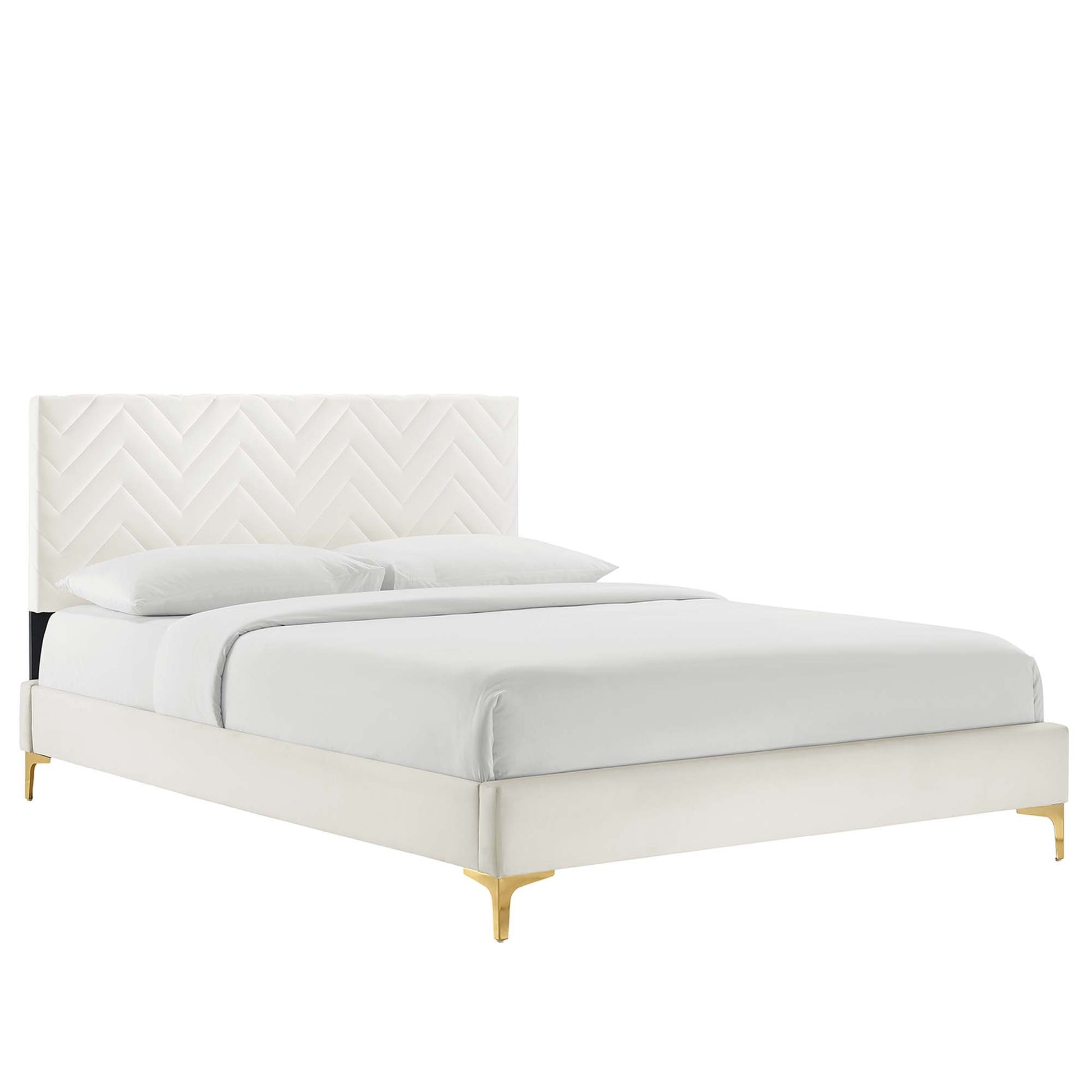 Leah Chevron Tufted Performance Velvet Queen Platform Bed by Modway - Best Buy Furniture
