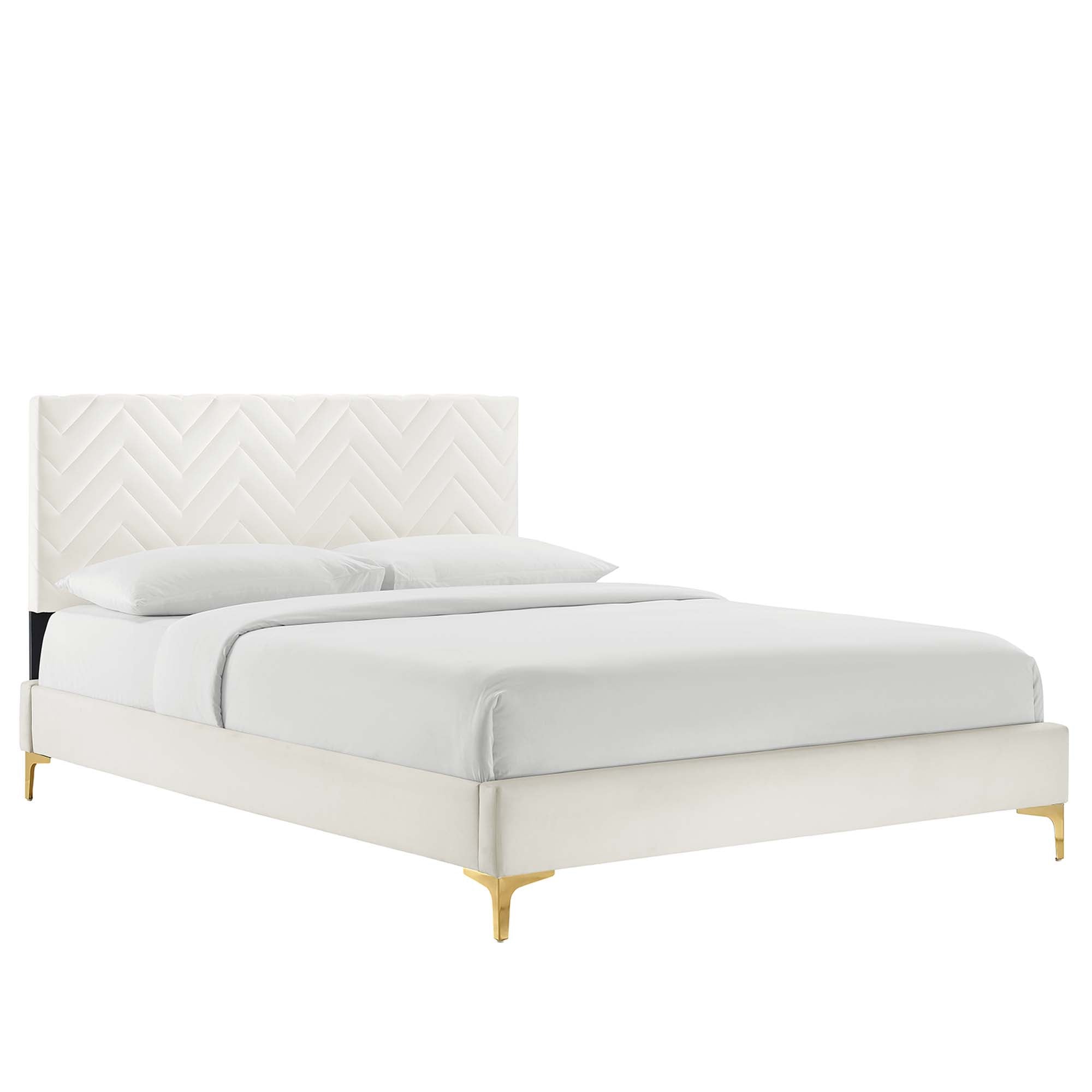 Leah Chevron Tufted Performance Velvet Queen Platform Bed by Modway - Best Buy Furniture