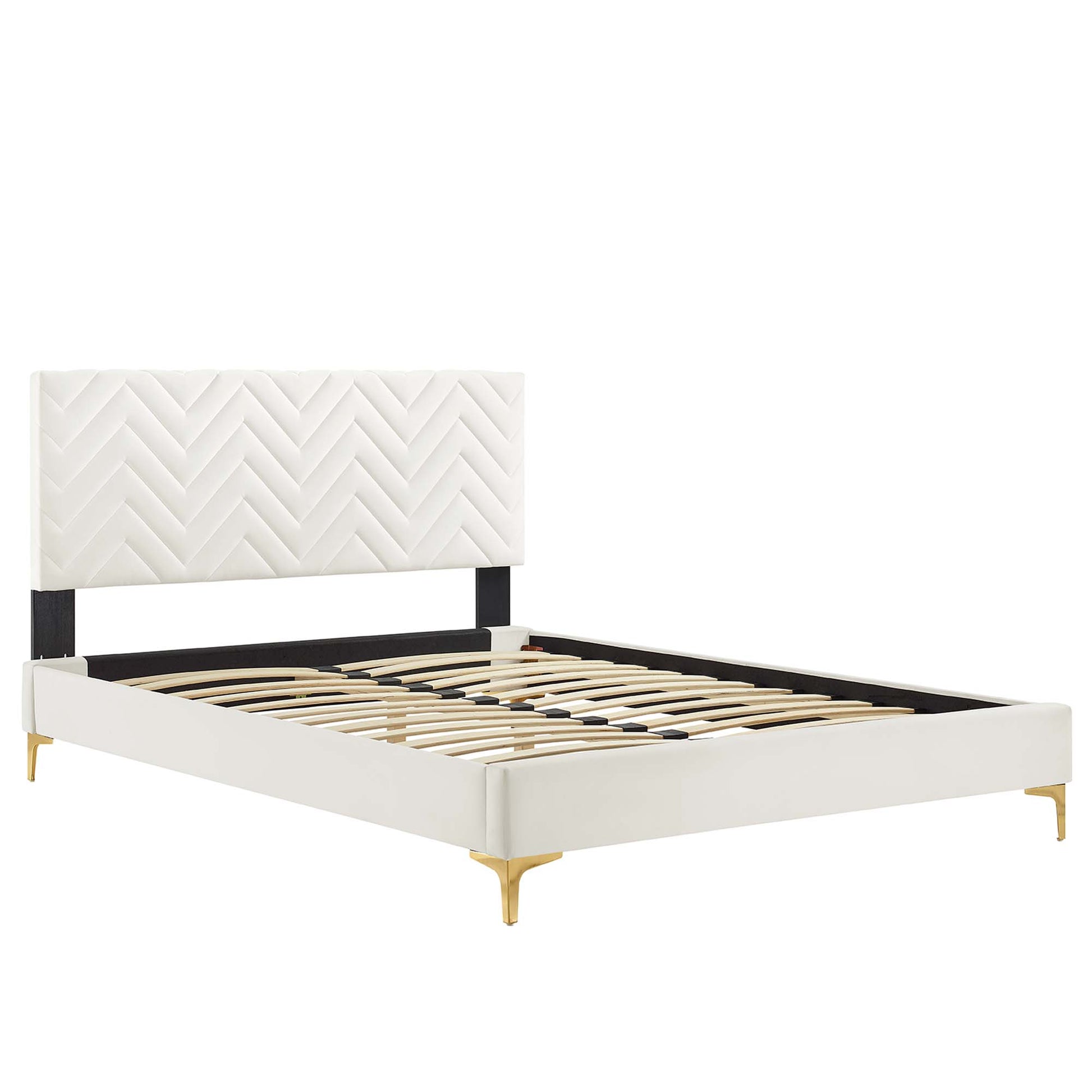 Leah Chevron Tufted Performance Velvet Queen Platform Bed by Modway - Best Buy Furniture