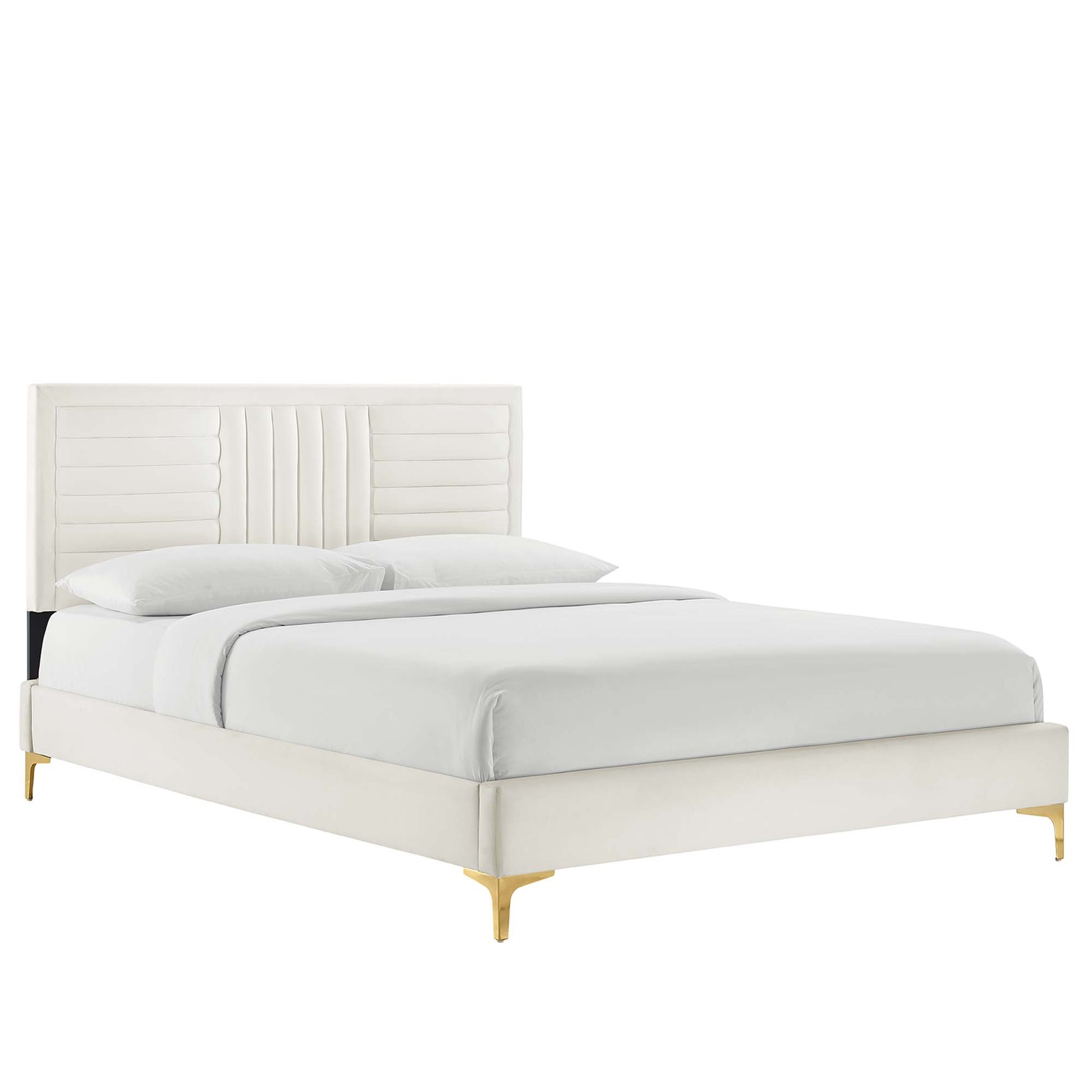 Sofia Channel Tufted Performance Velvet Queen Platform Bed by Modway - Best Buy Furniture