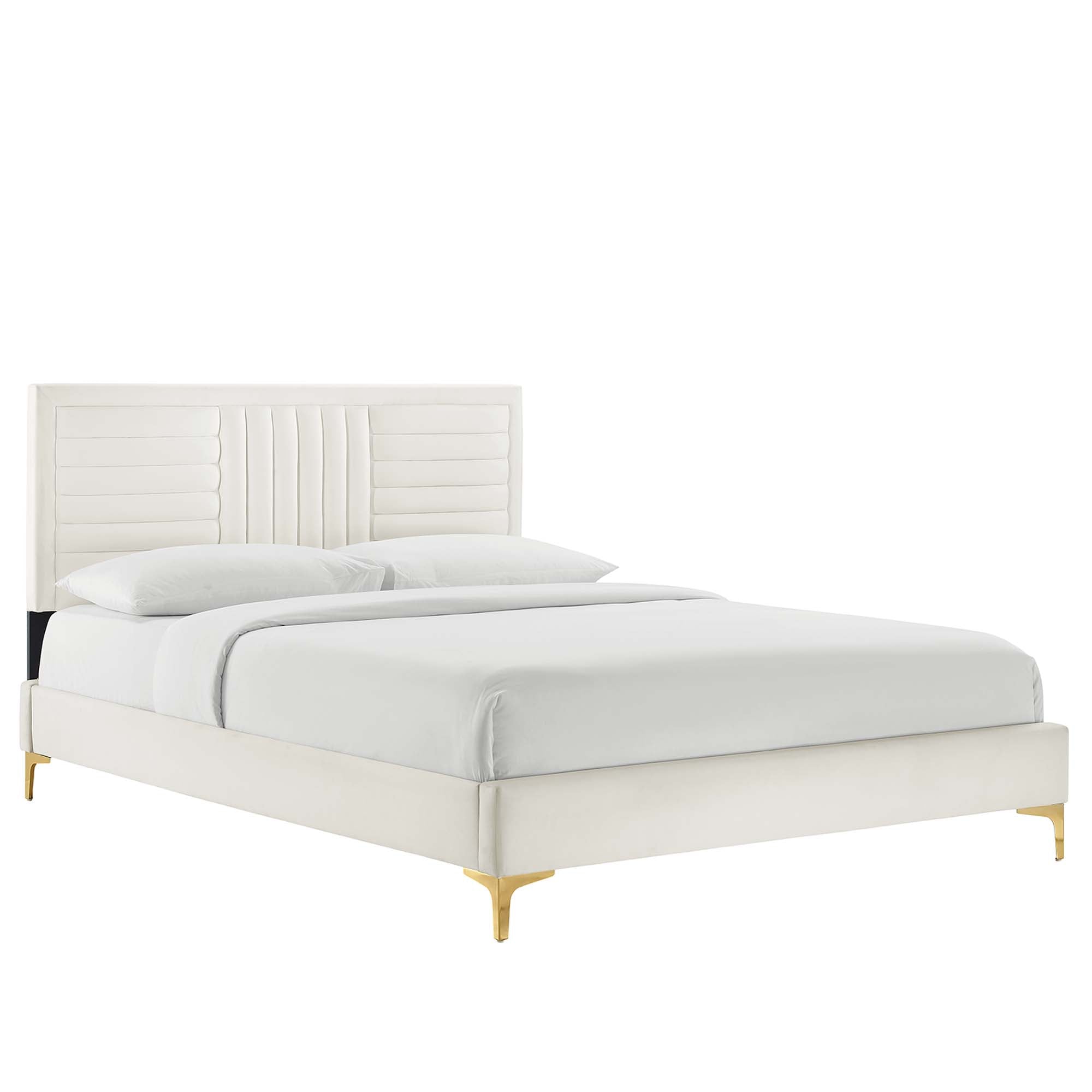Sofia Channel Tufted Performance Velvet Queen Platform Bed by Modway - Best Buy Furniture