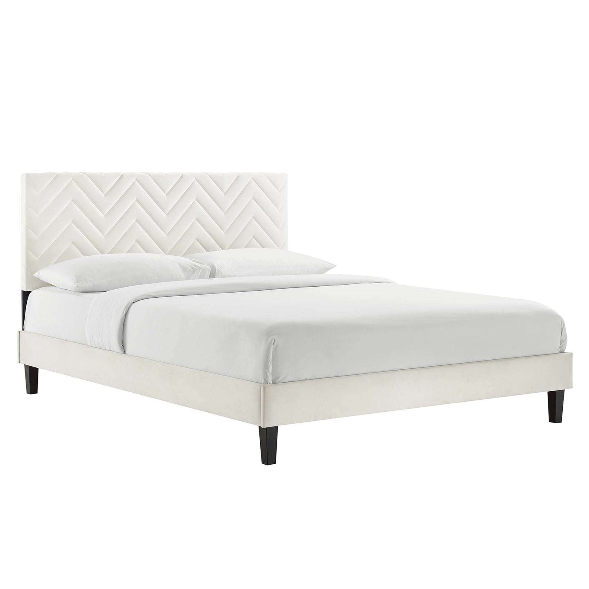 Leah Chevron Tufted Performance Velvet Twin Platform Bed by Modway - Best Buy Furniture