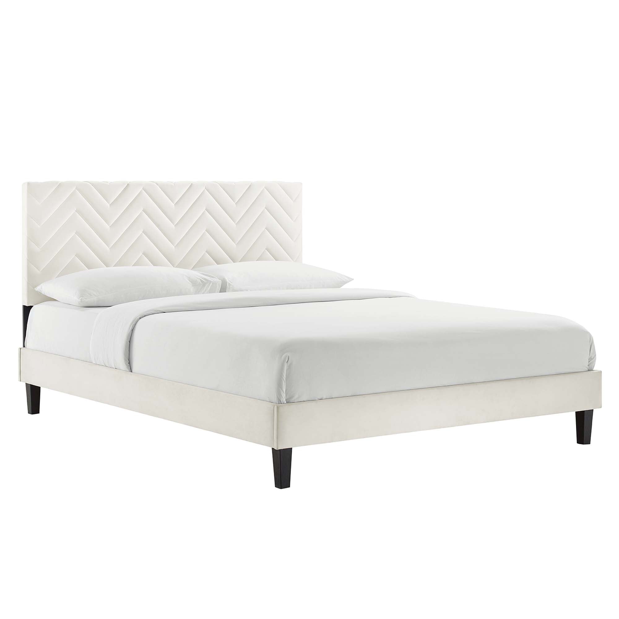 Leah Chevron Tufted Performance Velvet Twin Platform Bed by Modway - Best Buy Furniture