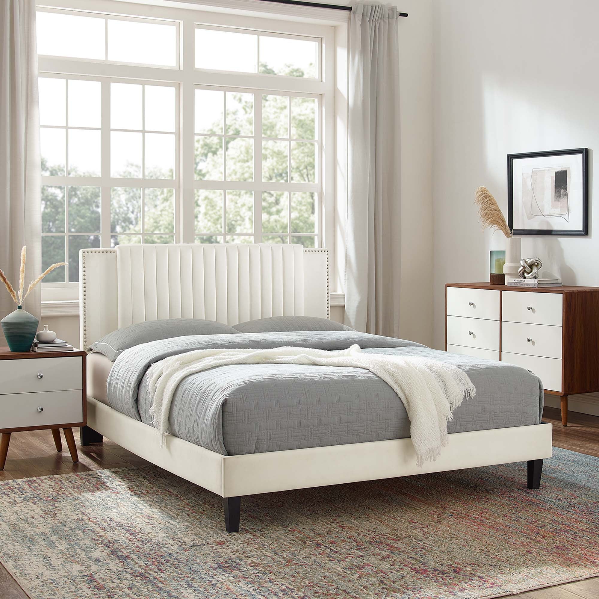 Zahra Channel Tufted Performance Velvet Twin Platform Bed by Modway - Best Buy Furniture