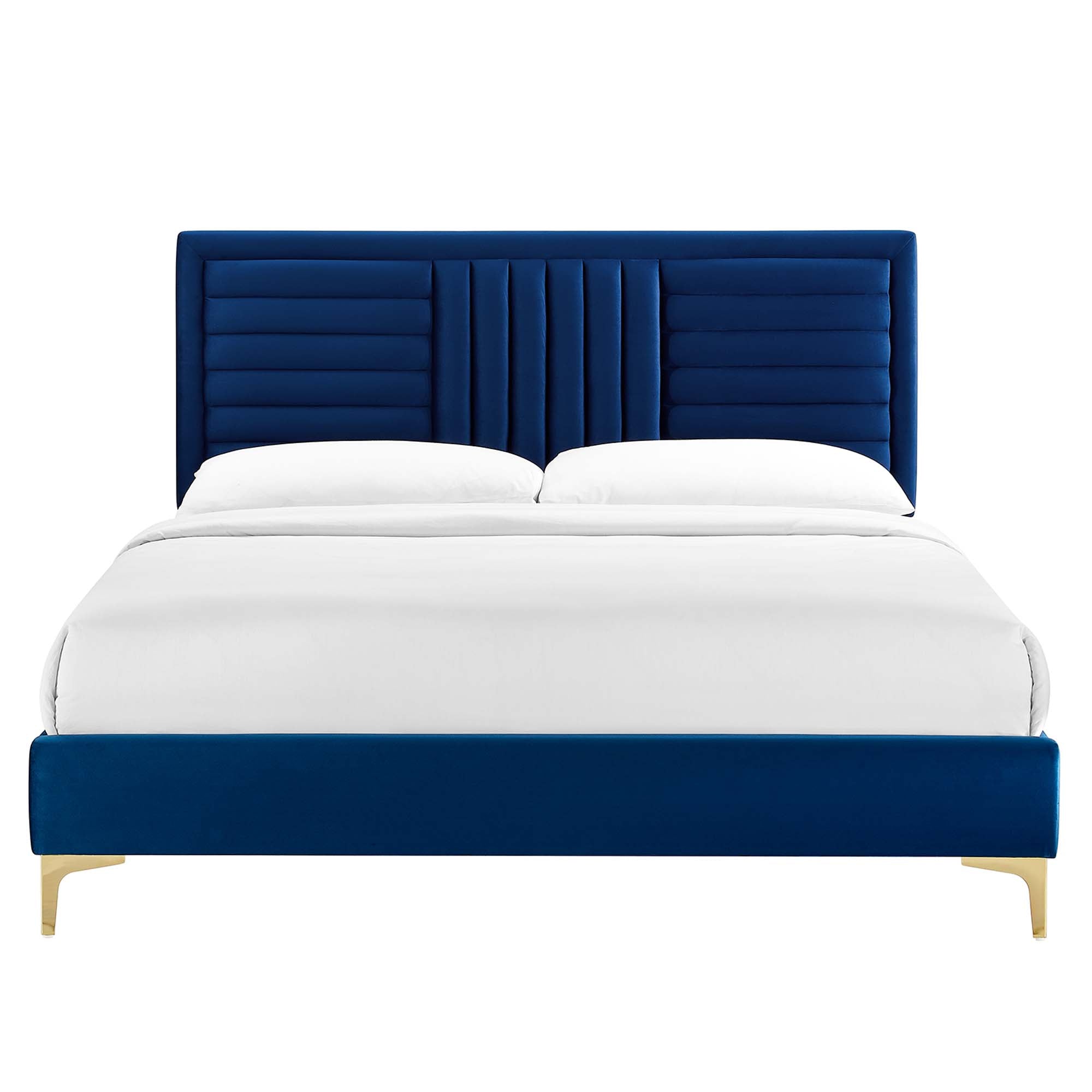 Sofia Channel Tufted Performance Velvet Full Platform Bed by Modway - Best Buy Furniture