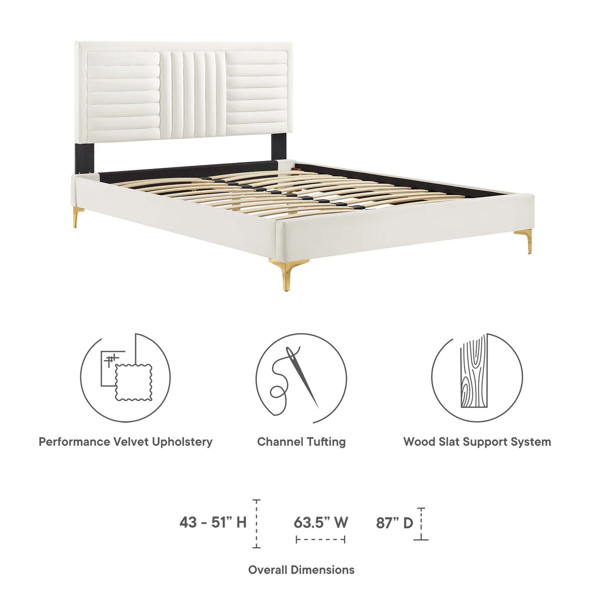 Sofia Channel Tufted Performance Velvet Full Platform Bed by Modway - Best Buy Furniture