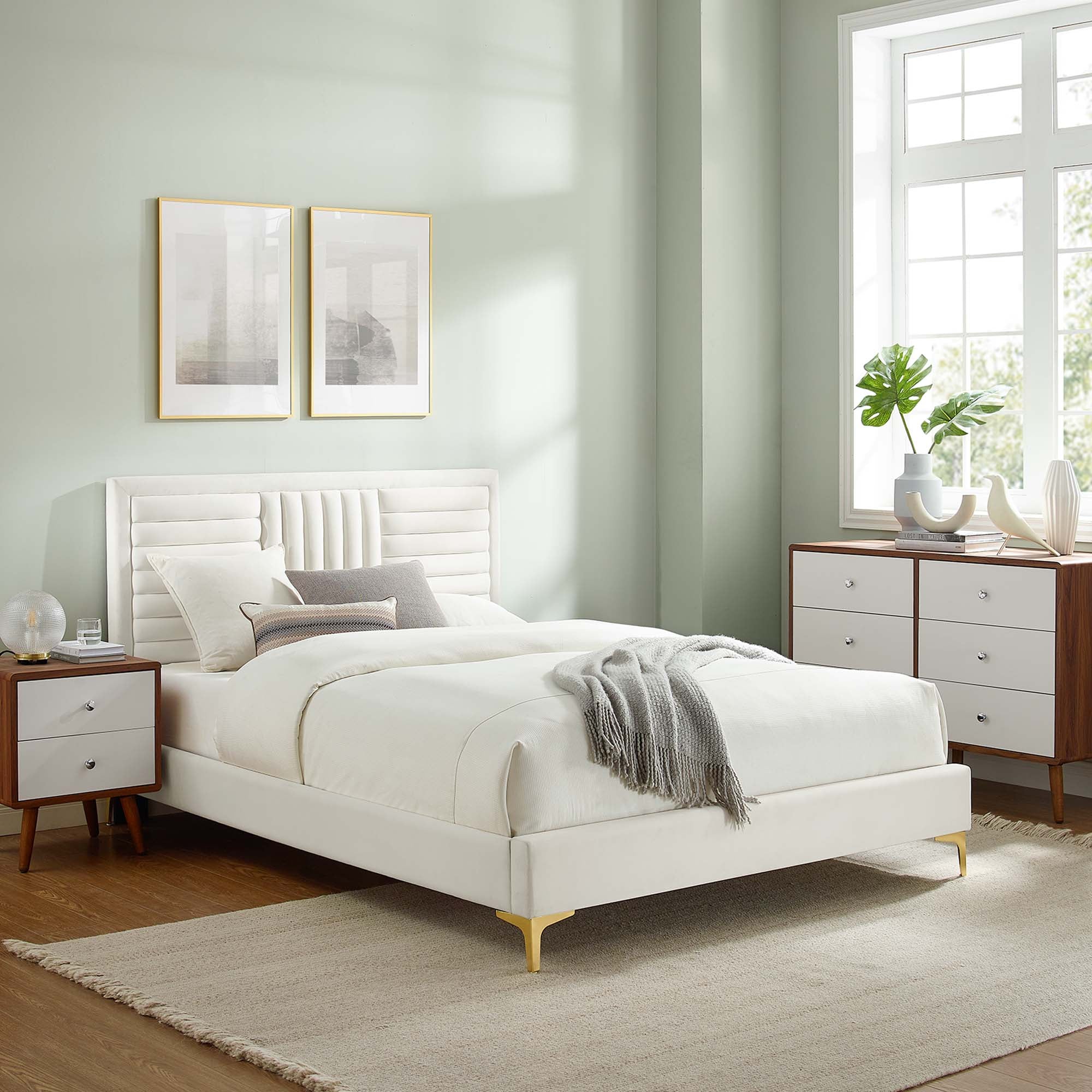 Sofia Channel Tufted Performance Velvet Full Platform Bed by Modway - Best Buy Furniture