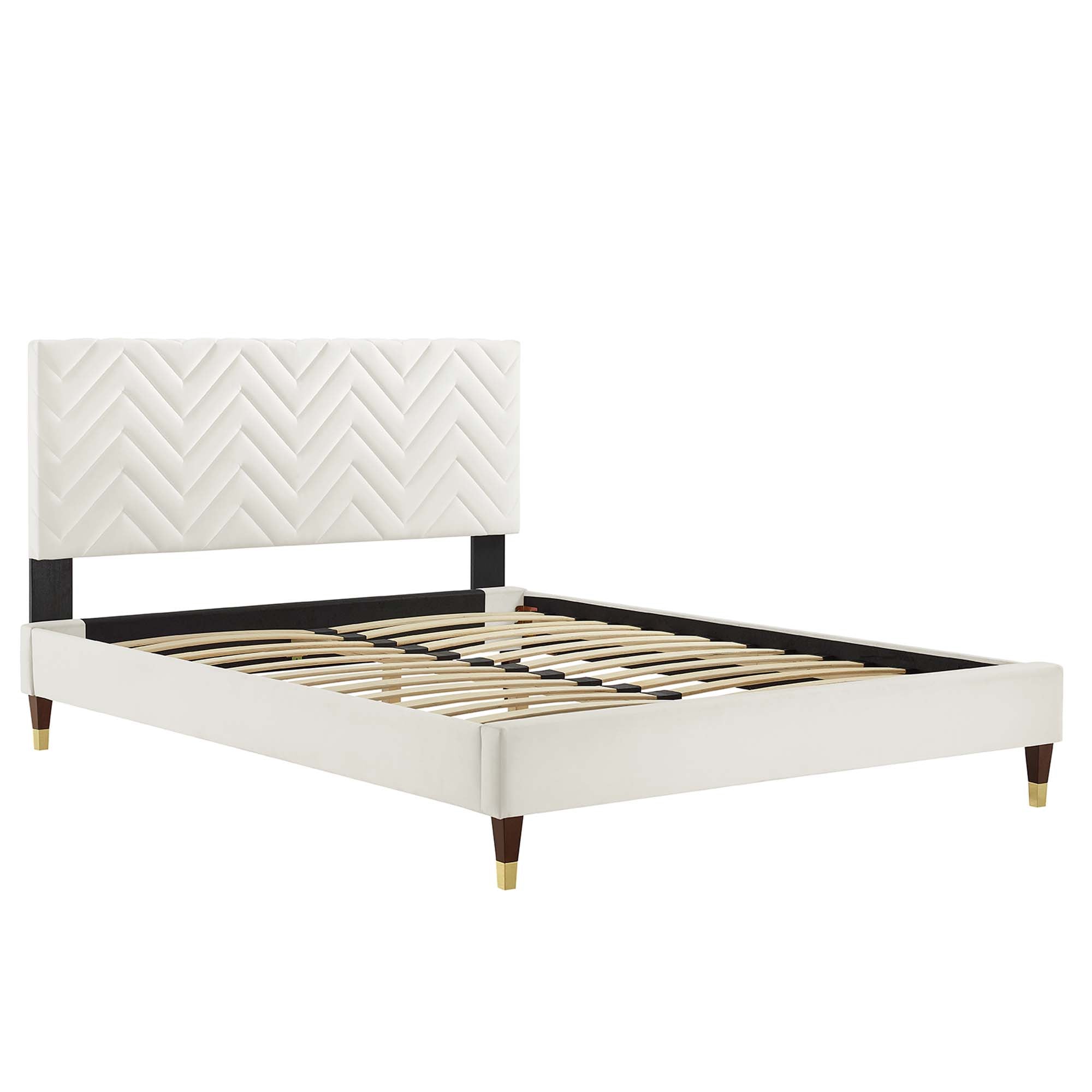 Leah Chevron Tufted Performance Velvet Full Platform Bed by Modway - Best Buy Furniture