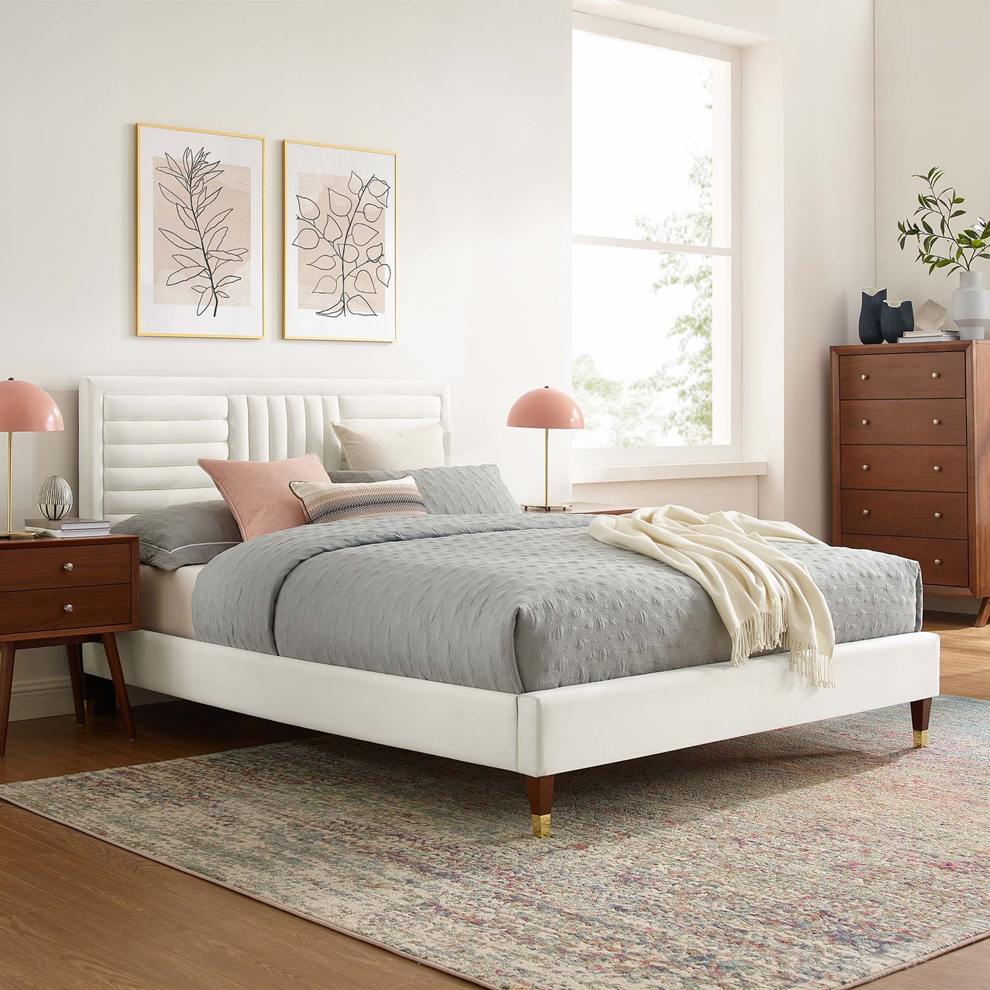 Sofia Channel Tufted Performance Velvet Full Platform Bed by Modway - Best Buy Furniture