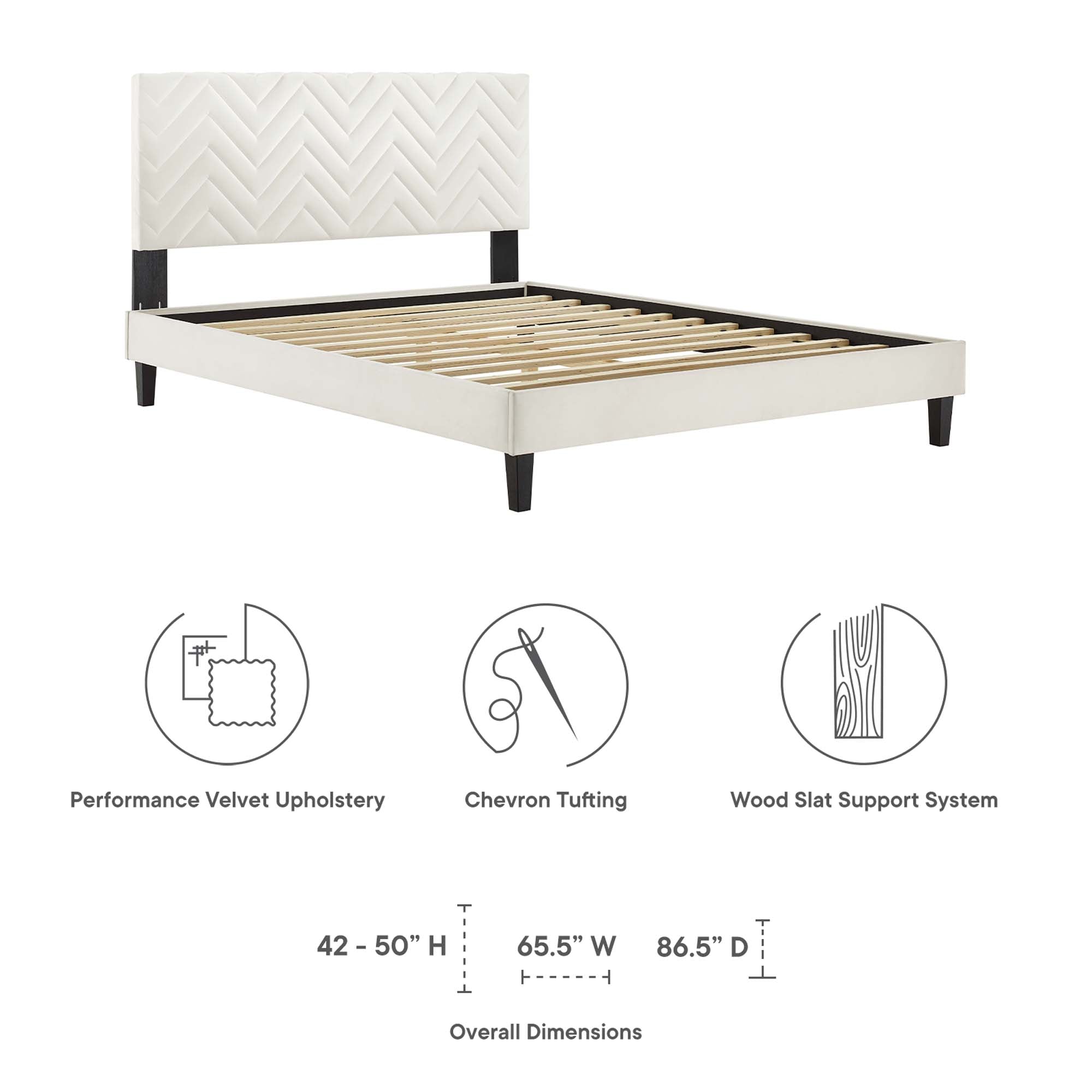 Leah Chevron Tufted Performance Velvet Full Platform Bed by Modway - Best Buy Furniture