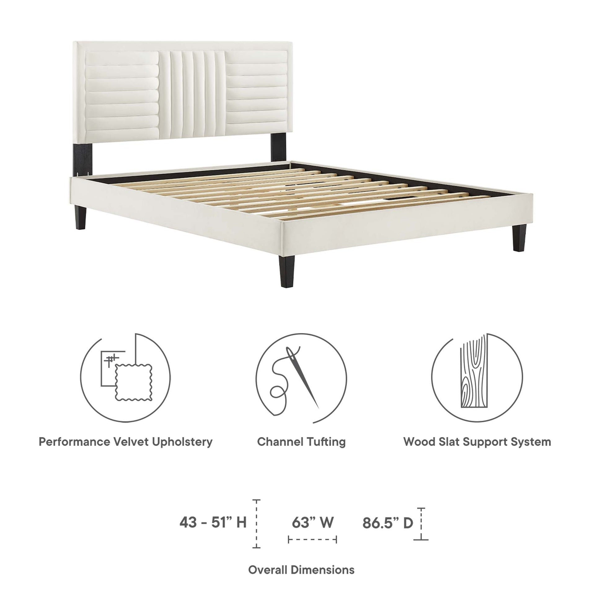 Sofia Channel Tufted Performance Velvet King Platform Bed by Modway - Best Buy Furniture
