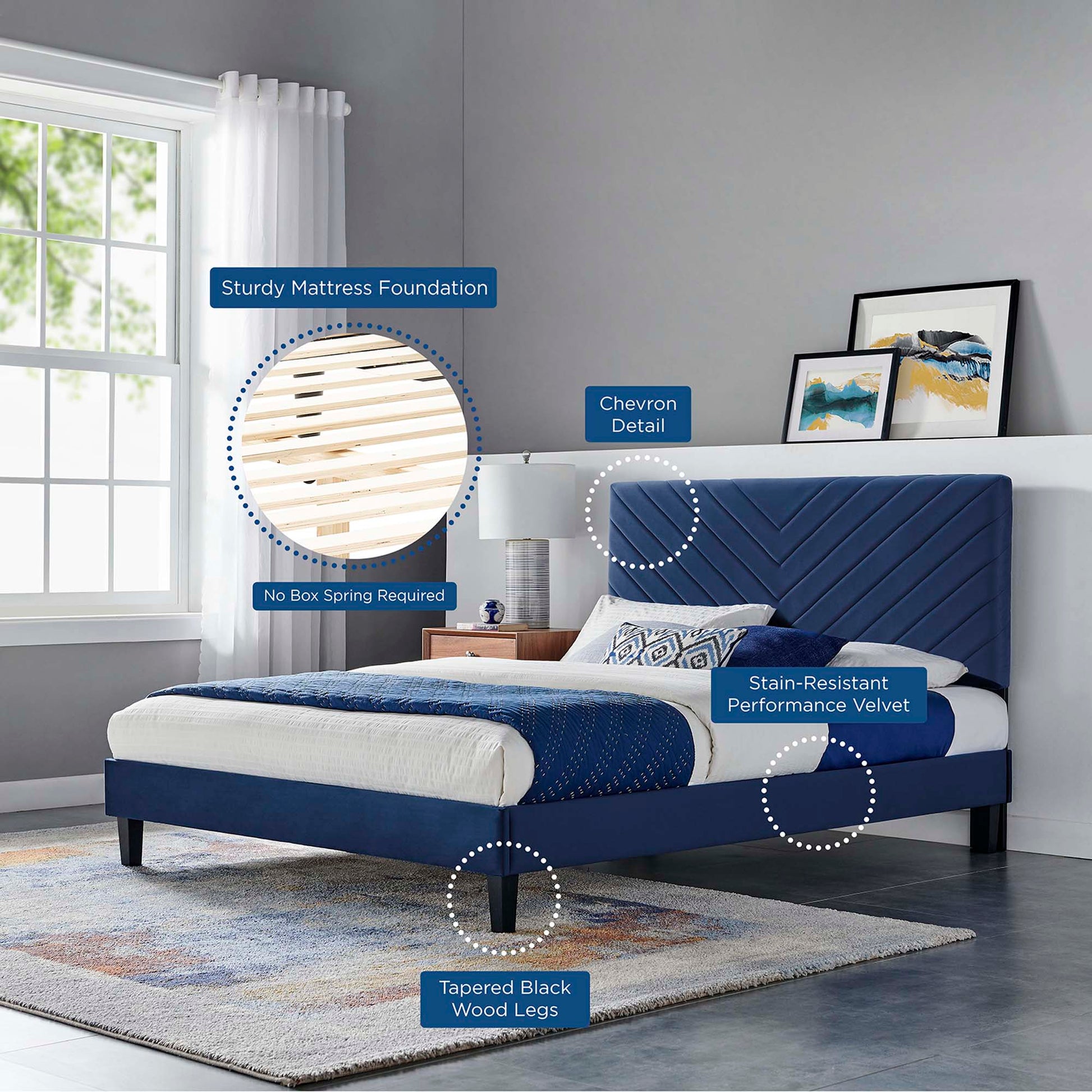 Roxanne Performance Velvet Full Platform Bed by Modway - Best Buy Furniture