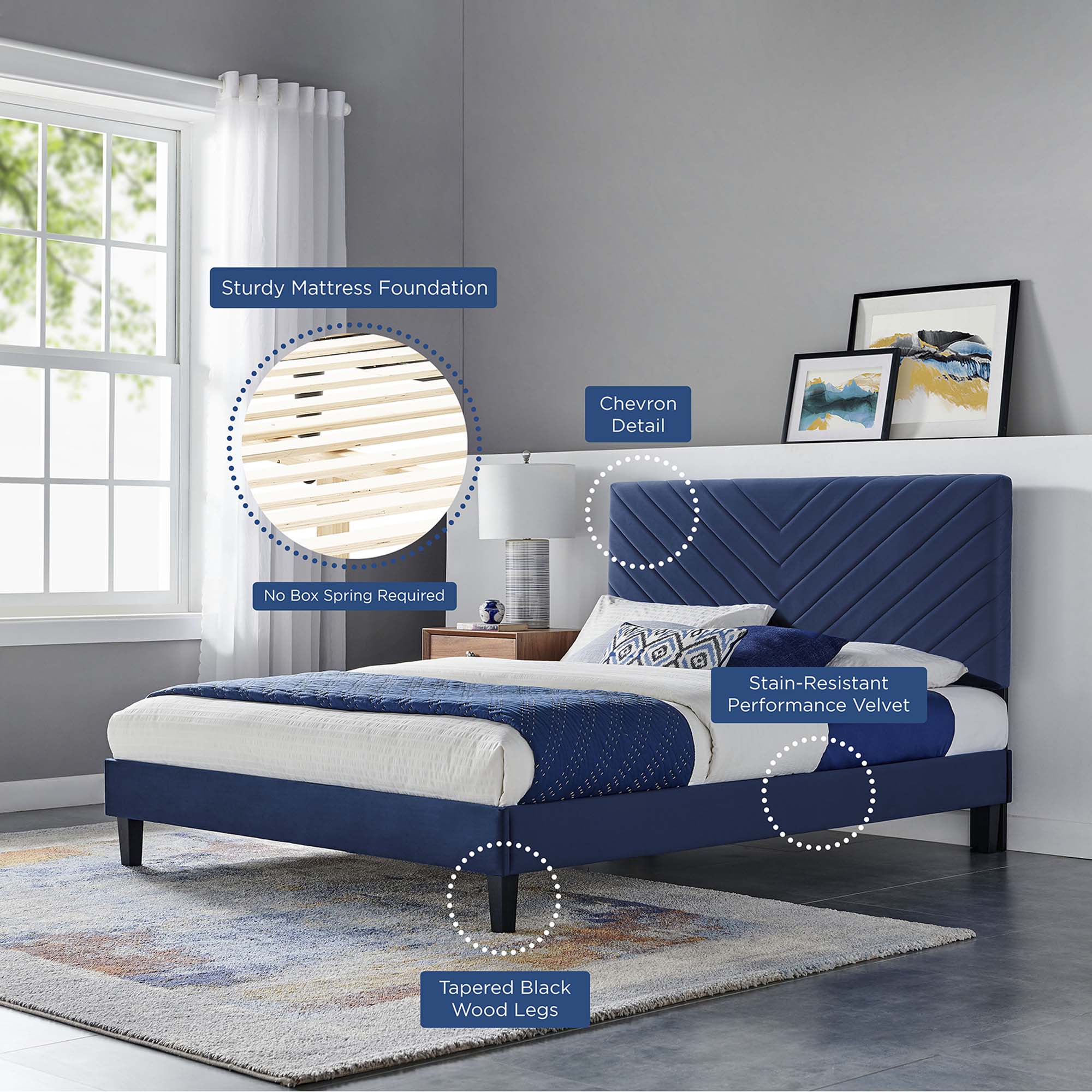 Roxanne Performance Velvet Full Platform Bed by Modway - Best Buy Furniture
