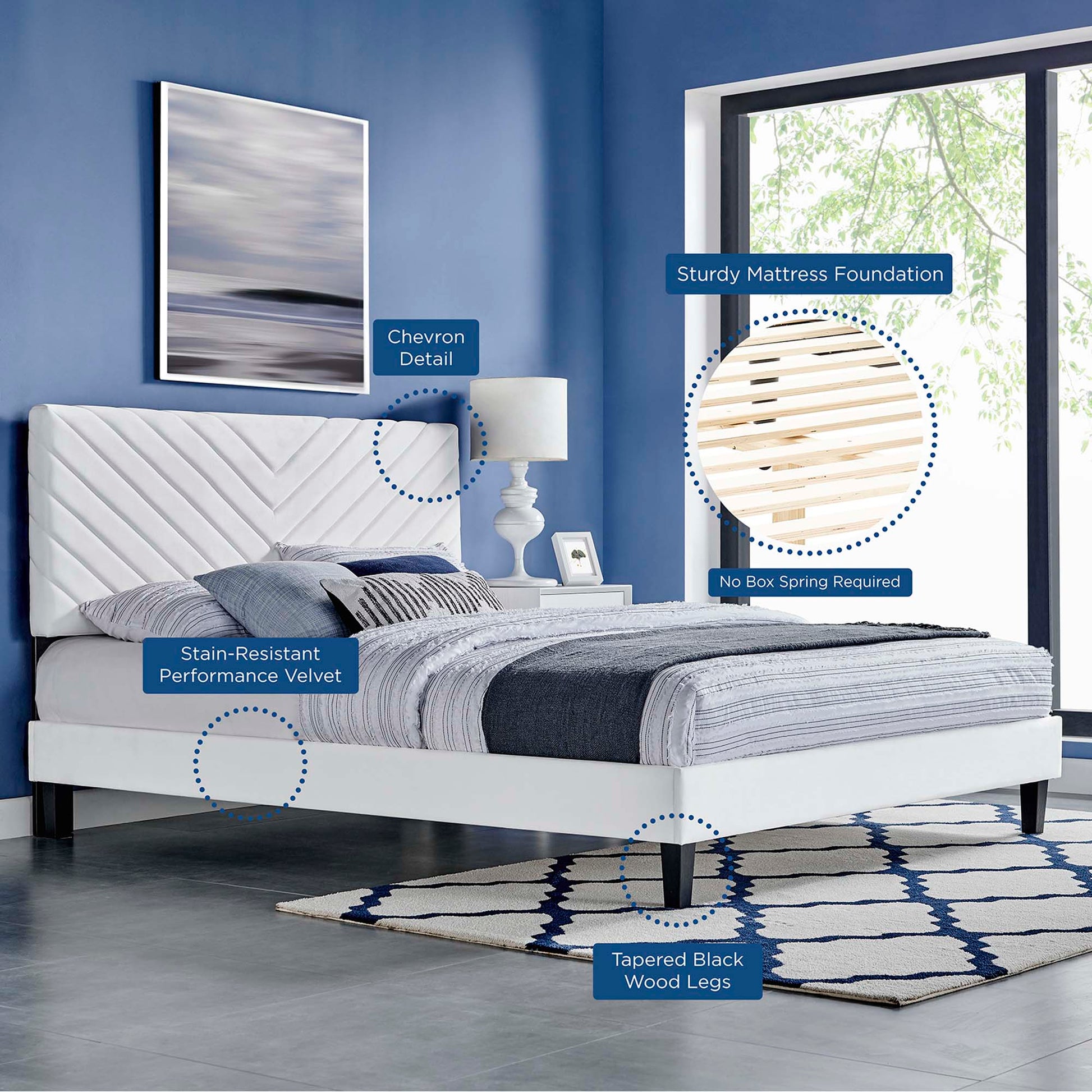 Roxanne Performance Velvet Full Platform Bed by Modway - Best Buy Furniture