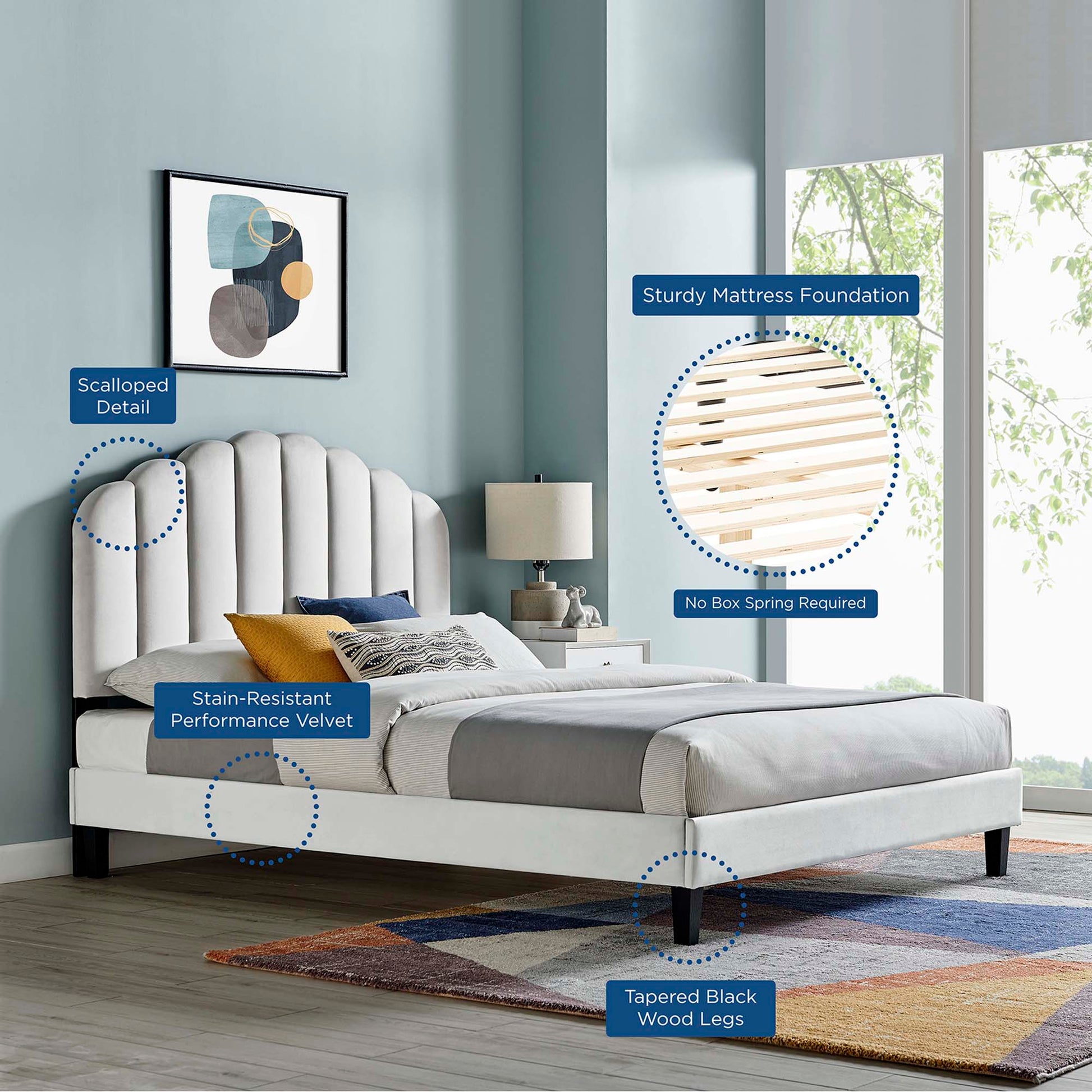 Daisy Performance Velvet Full Platform Bed by Modway - Best Buy Furniture