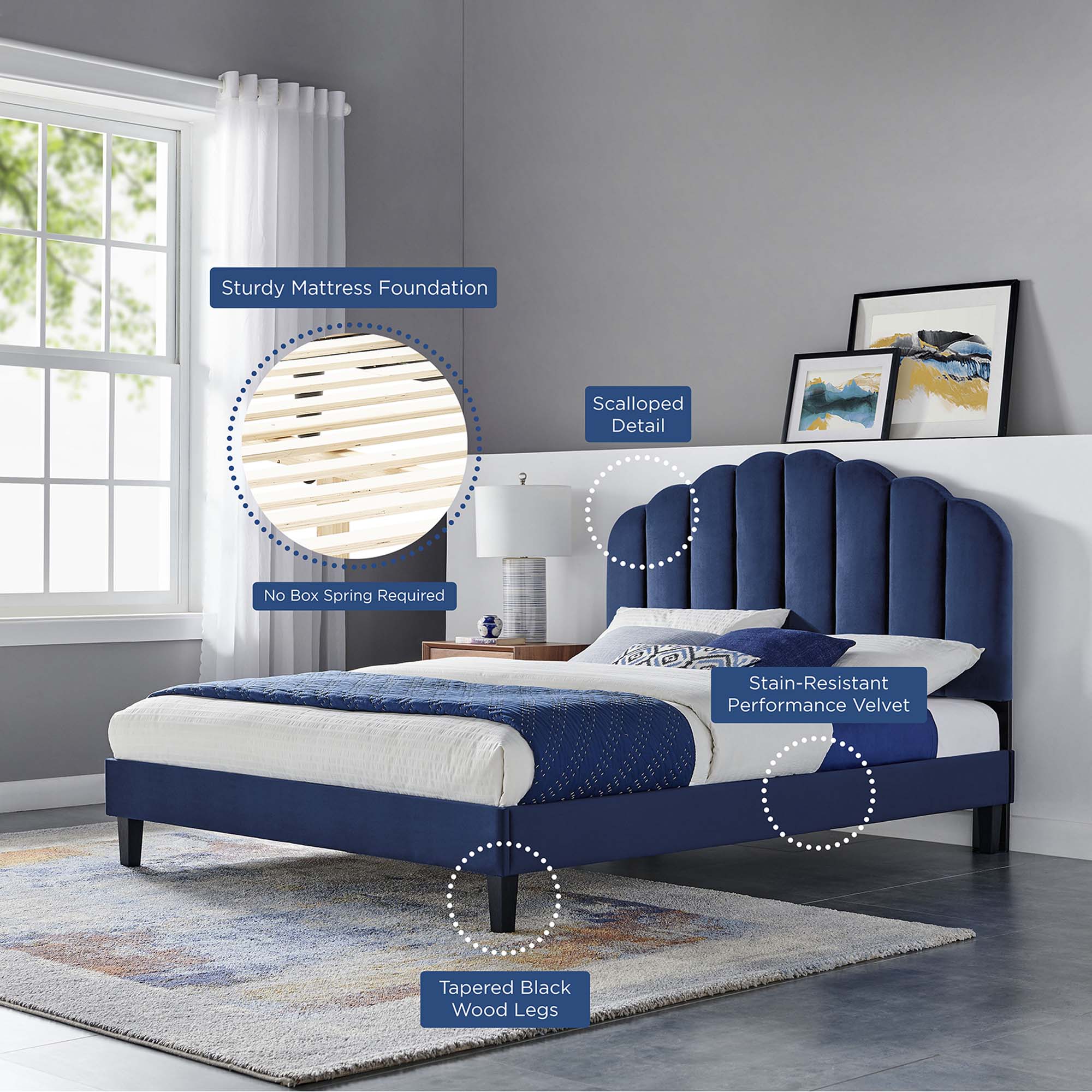 Daisy Performance Velvet Full Platform Bed by Modway - Best Buy Furniture
