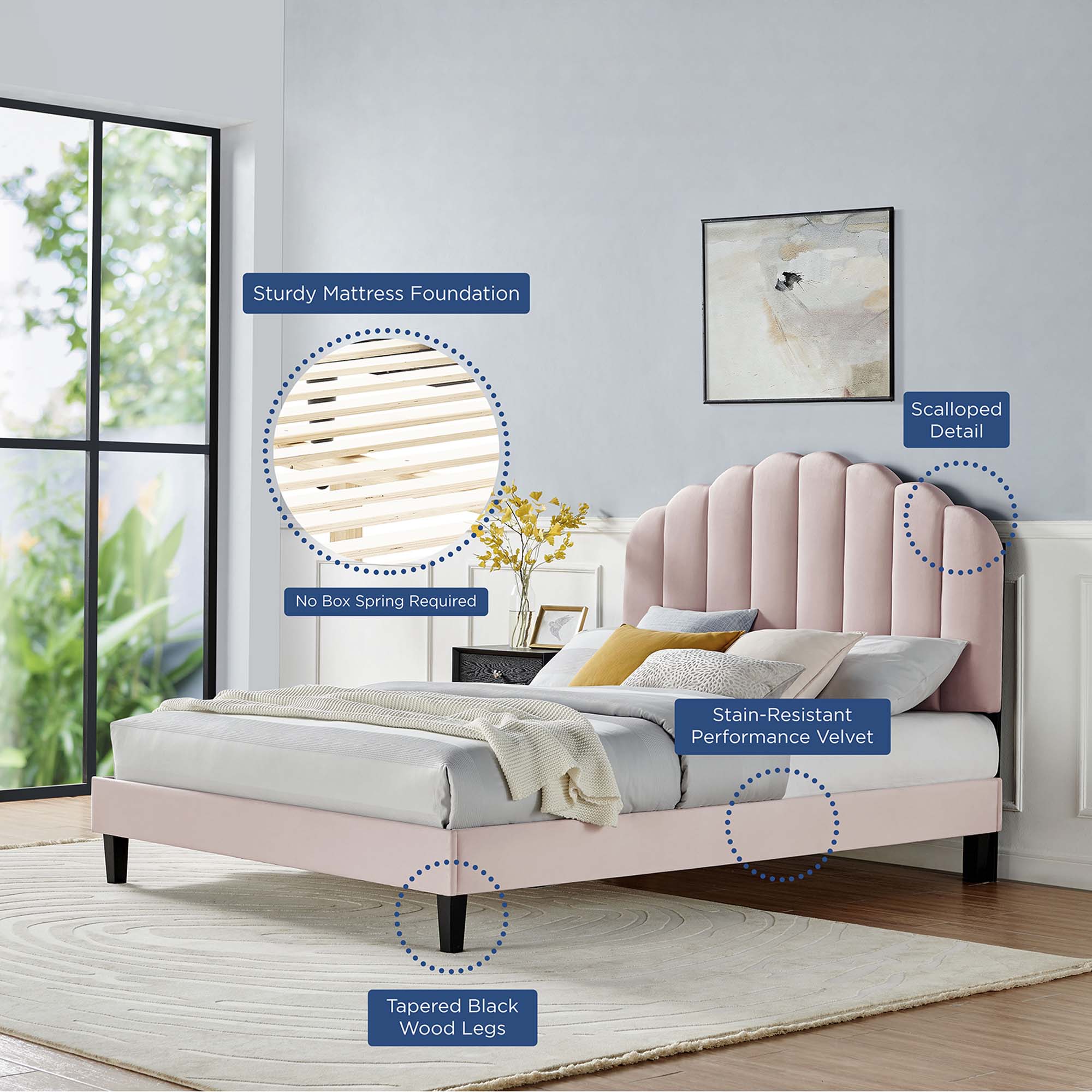 Daisy Performance Velvet Full Platform Bed by Modway - Best Buy Furniture