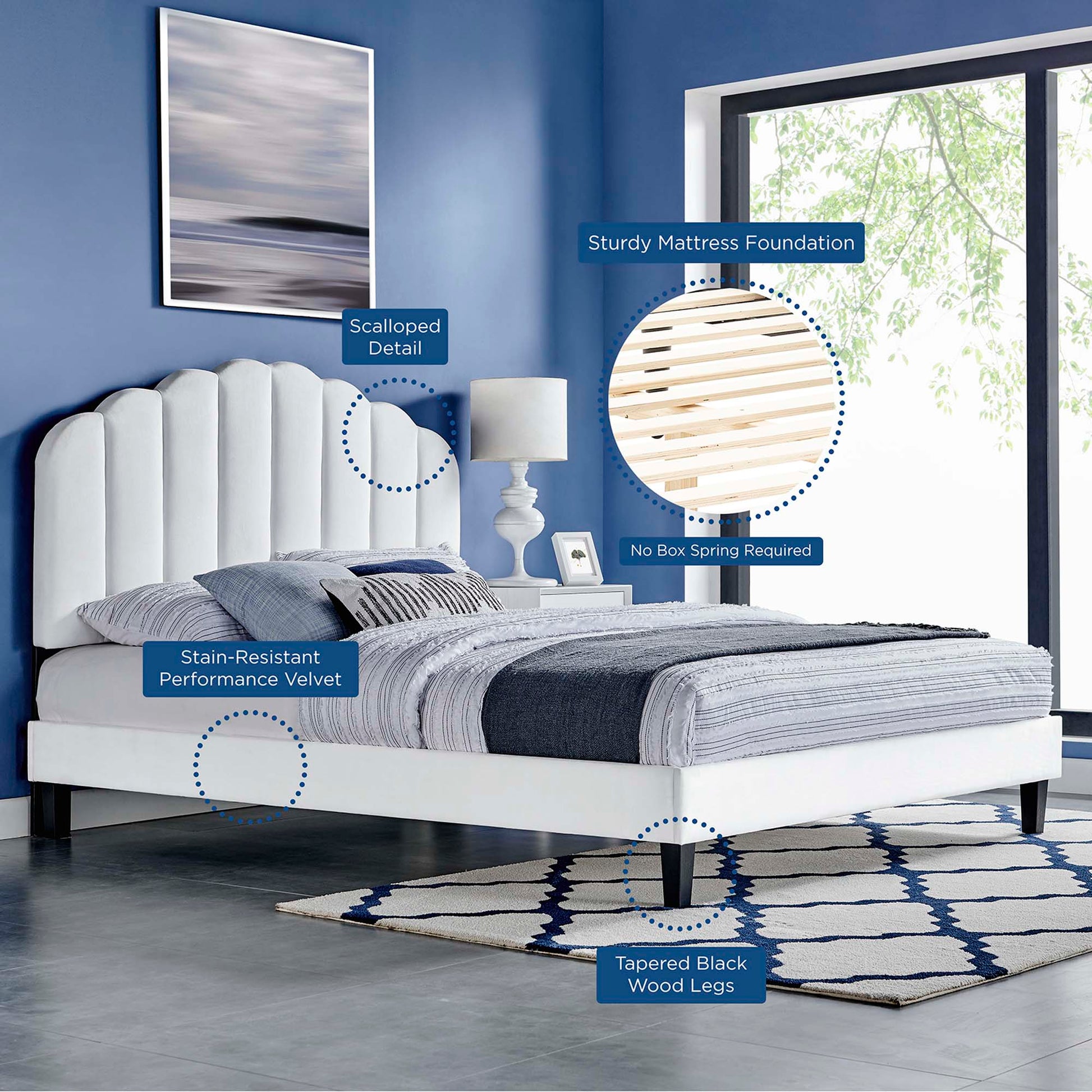 Daisy Performance Velvet Full Platform Bed by Modway - Best Buy Furniture