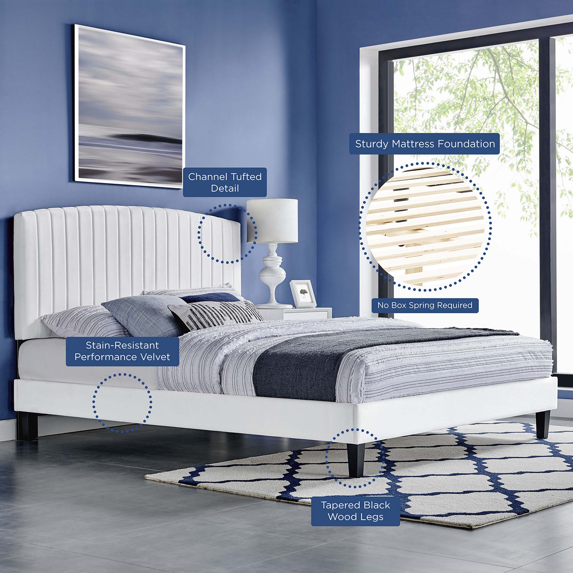 Alessi Performance Velvet Twin Platform Bed by Modway - Best Buy Furniture