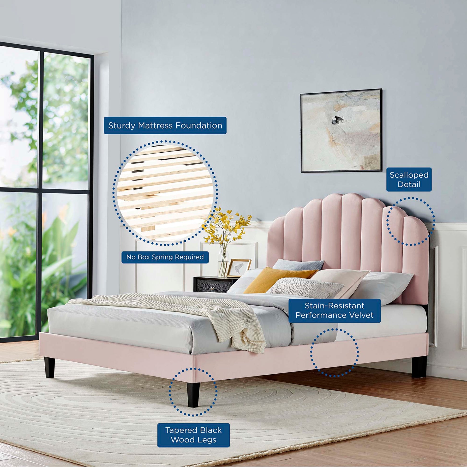 Daisy Performance Velvet Twin Platform Bed by Modway - Best Buy Furniture