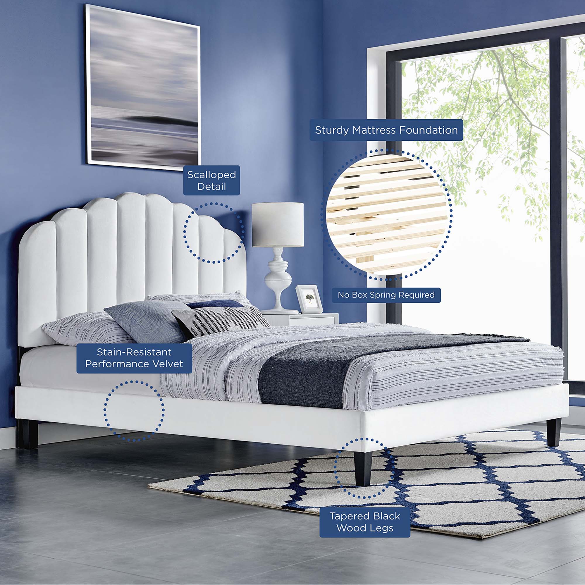 Daisy Performance Velvet Twin Platform Bed by Modway - Best Buy Furniture