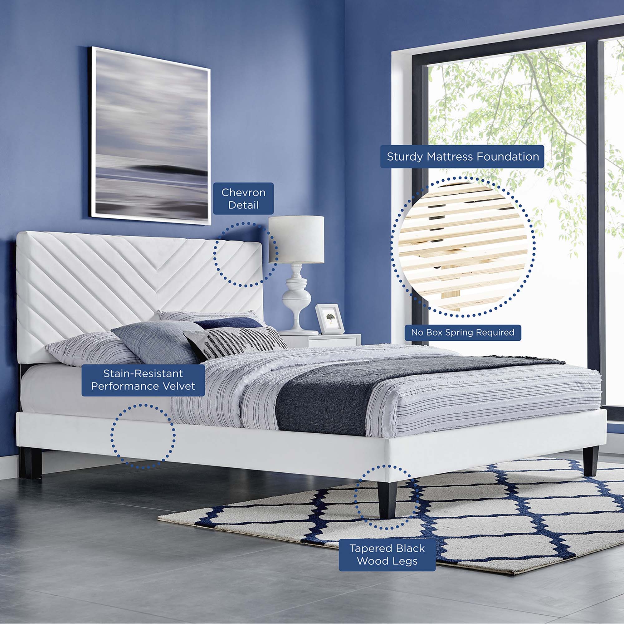 Roxanne Performance Velvet King Platform Bed by Modway - Best Buy Furniture