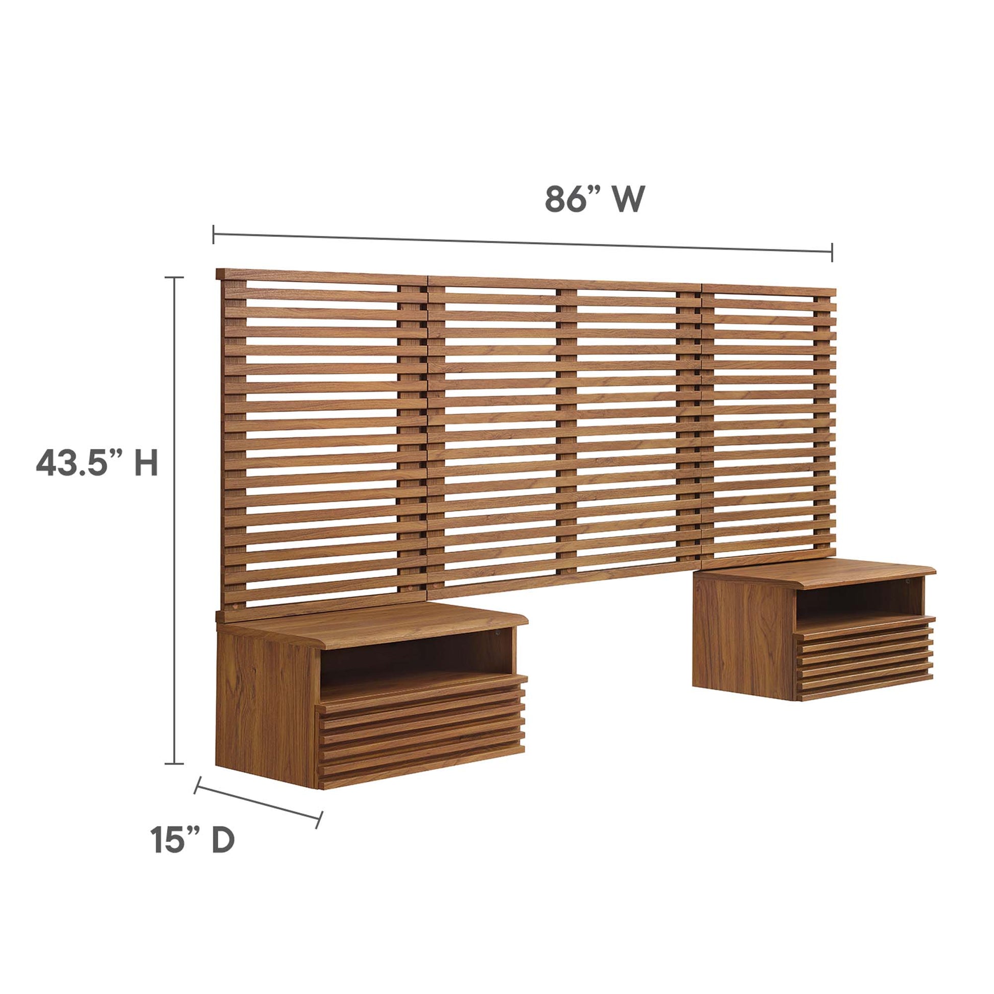 Render Wall Mount Twin Headboard and Modern Nightstands by Modway - Best Buy Furniture