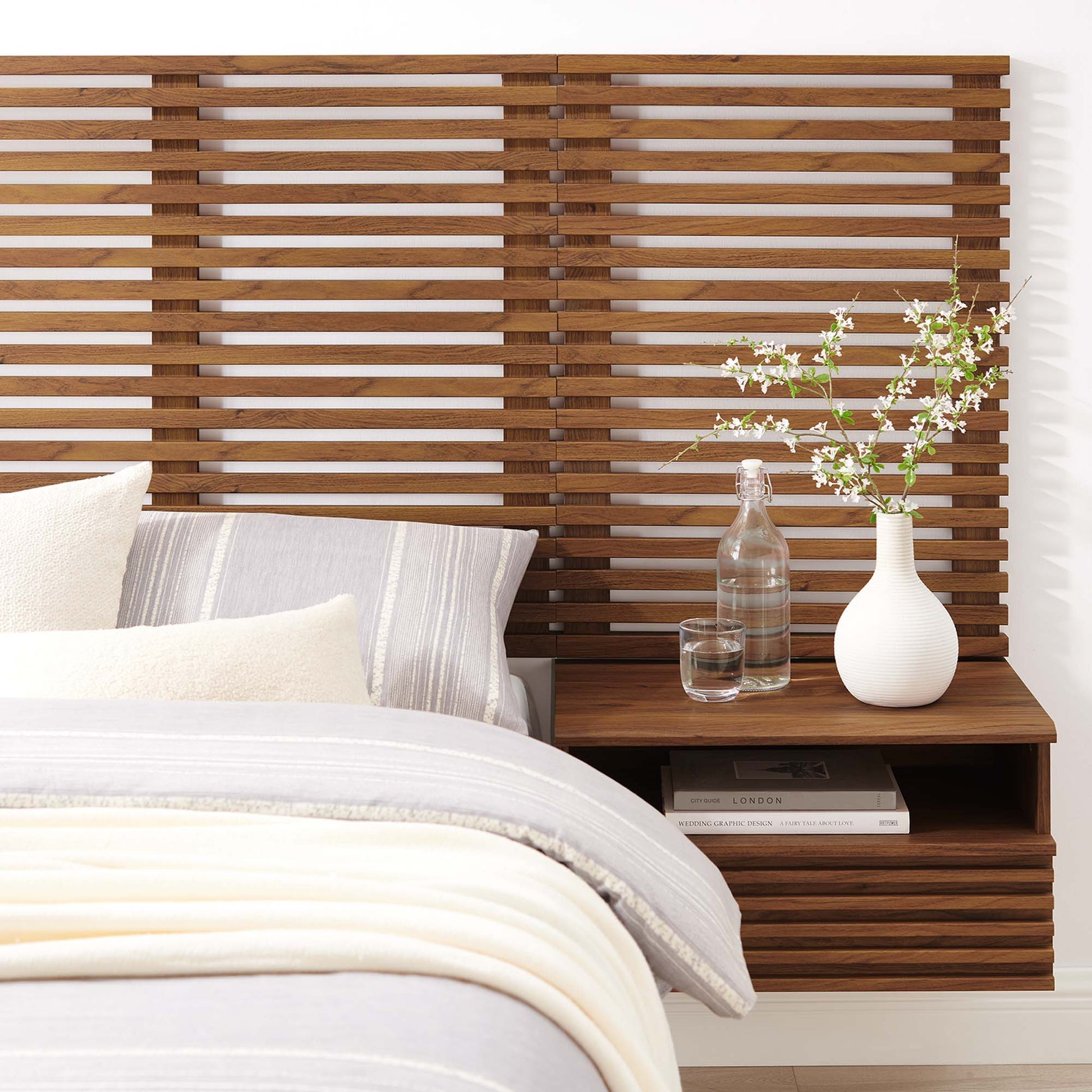 Render Wall Mount Twin Headboard and Modern Nightstands by Modway - Best Buy Furniture