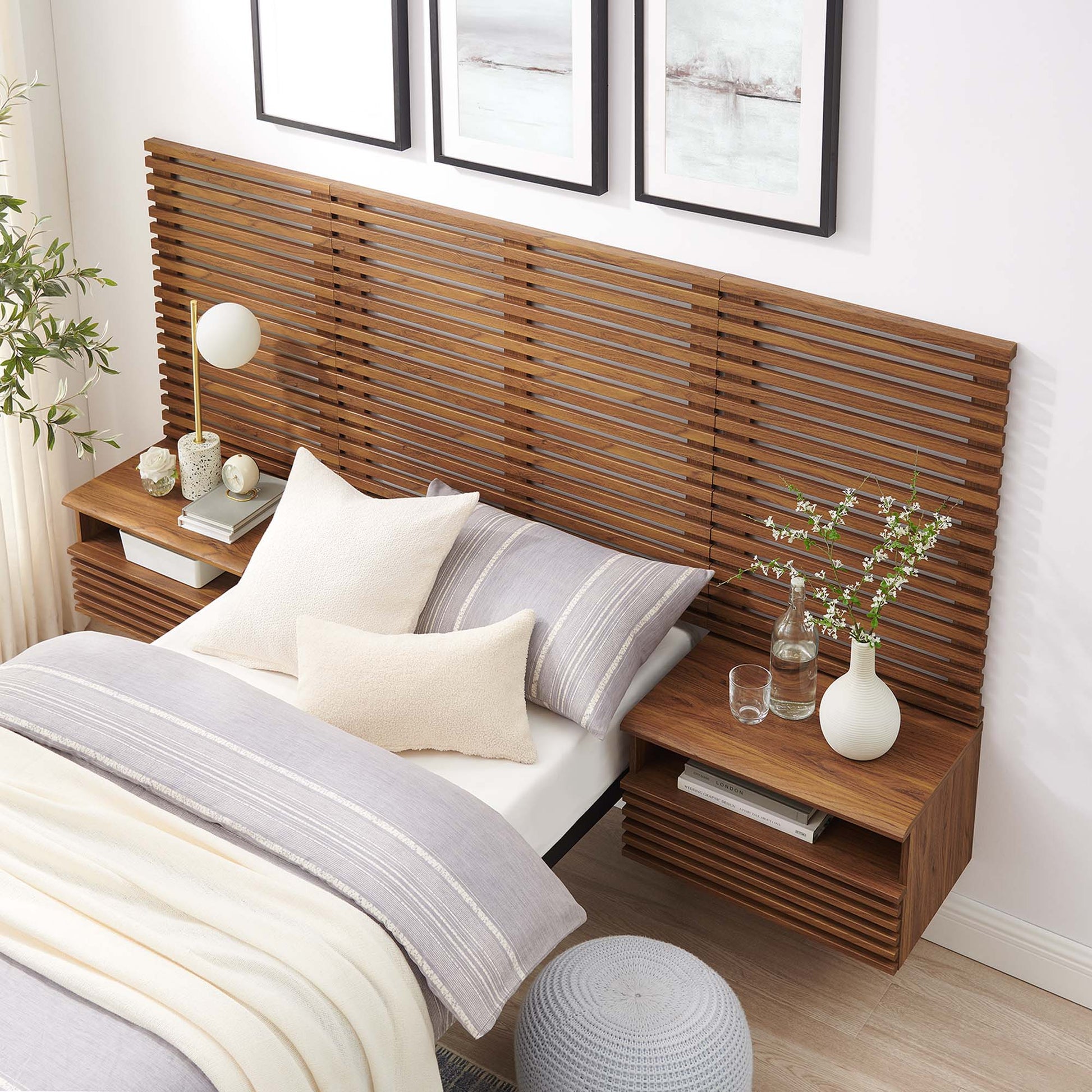 Render Wall Mount Twin Headboard and Modern Nightstands by Modway - Best Buy Furniture