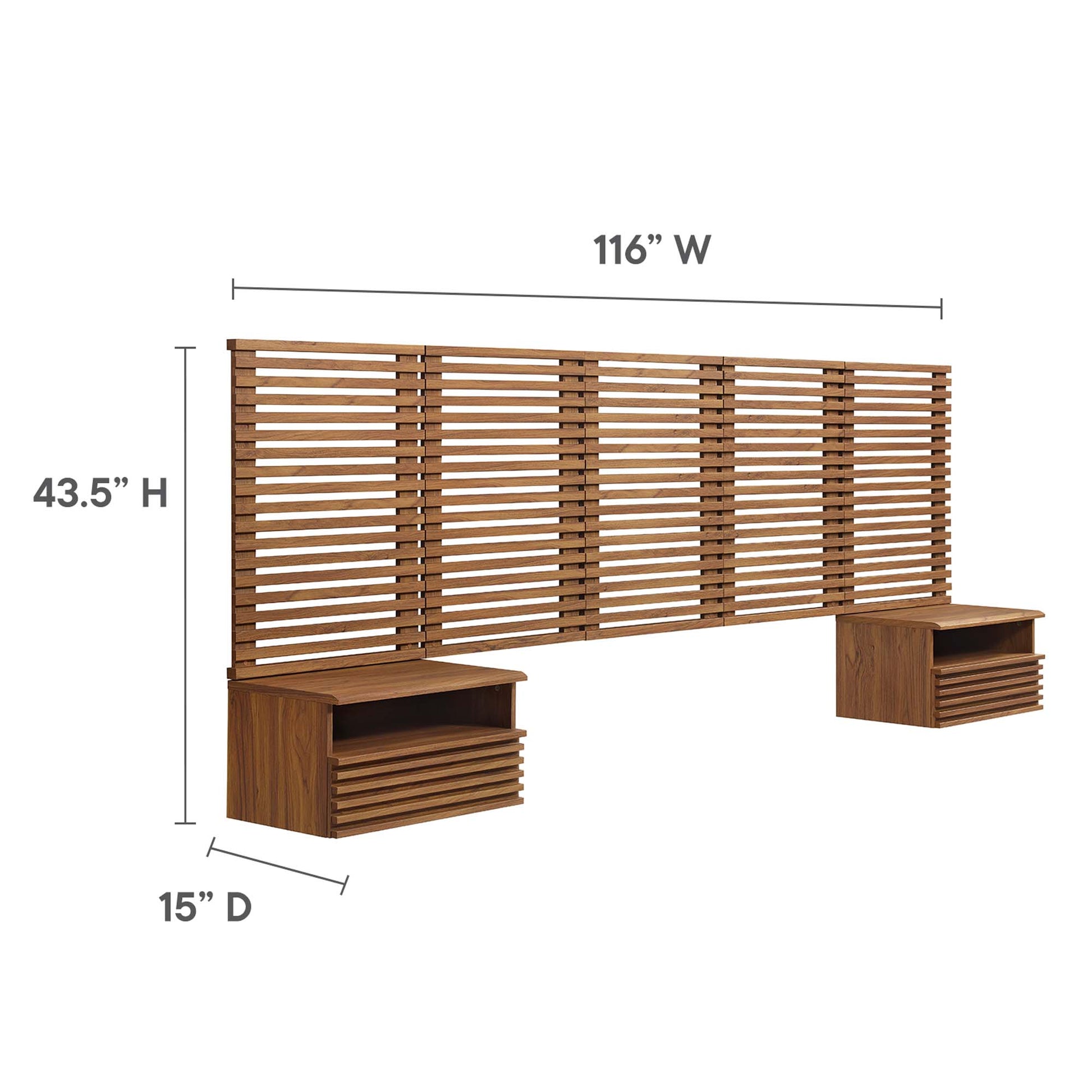 Render Wall Mount Queen Headboard and Modern Nightstands by Modway - Best Buy Furniture