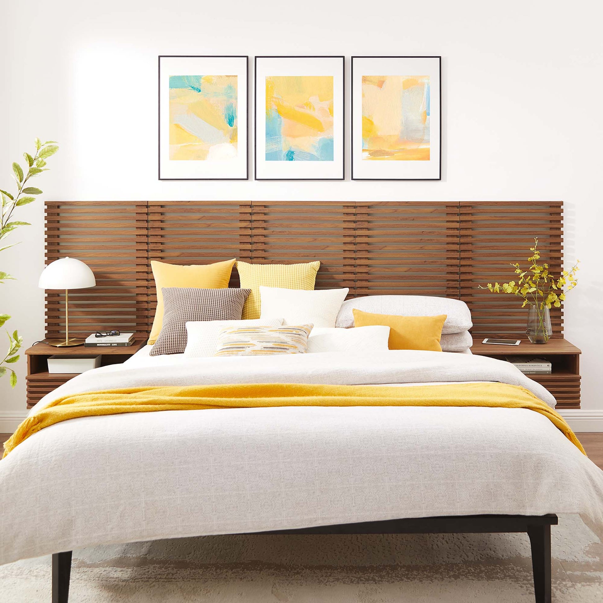 Render Wall Mount Queen Headboard and Modern Nightstands by Modway - Best Buy Furniture
