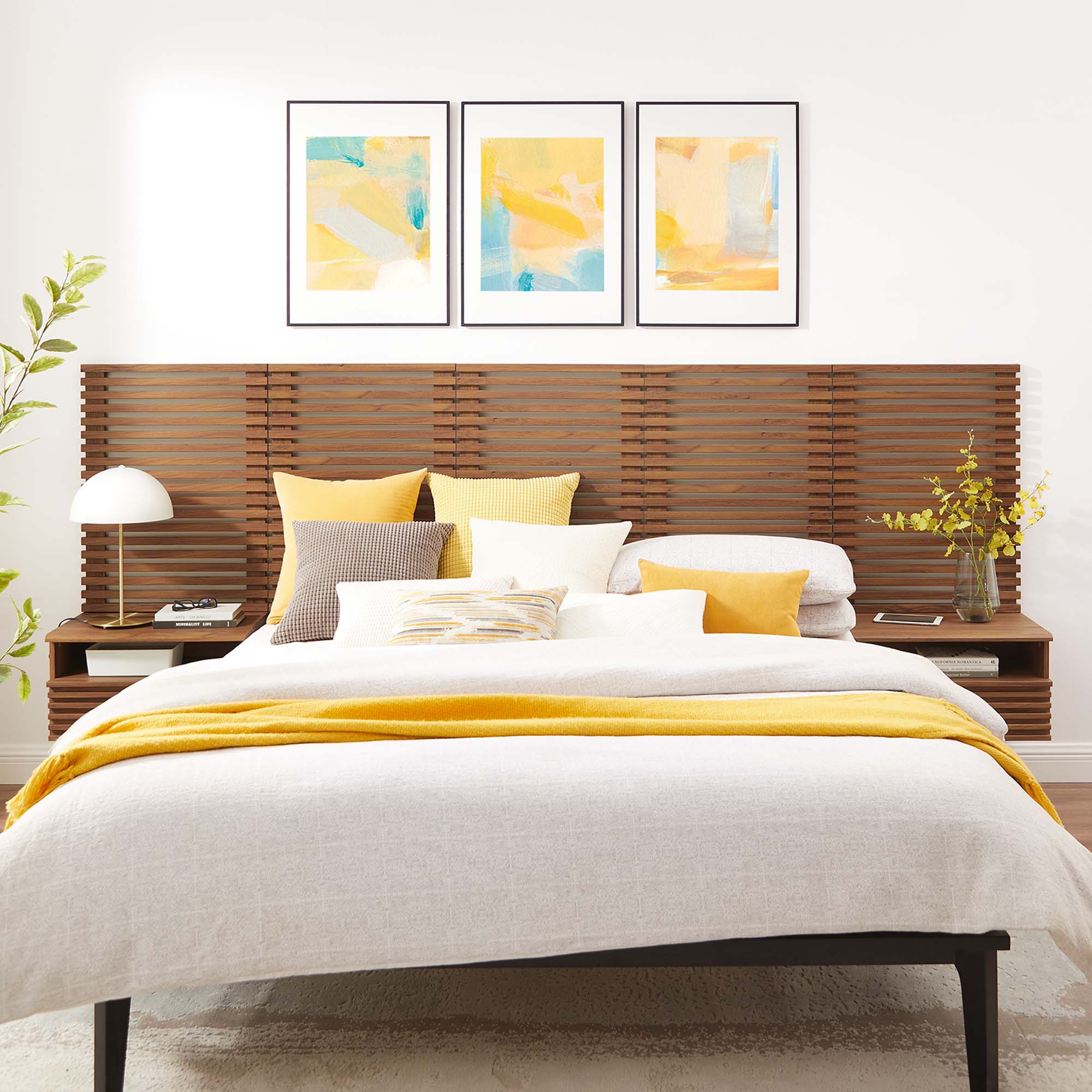 Render Wall Mount Queen Headboard and Modern Nightstands by Modway - Best Buy Furniture