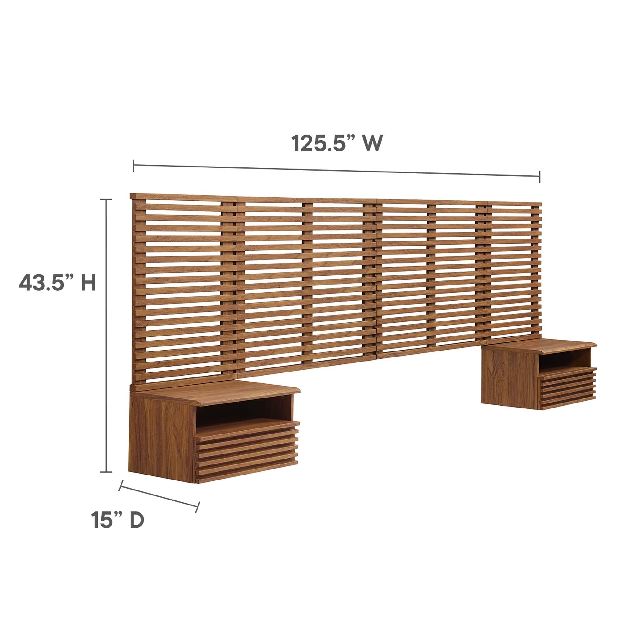 Render Wall Mount King Headboard and Modern Nightstands by Modway - Best Buy Furniture